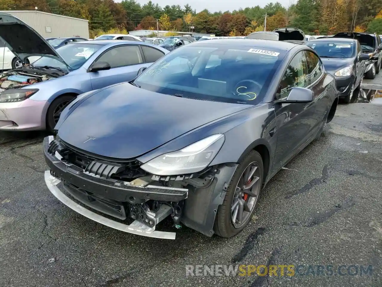 2 Photograph of a damaged car 5YJ3E1EA4MF969023 TESLA MODEL 3 2021