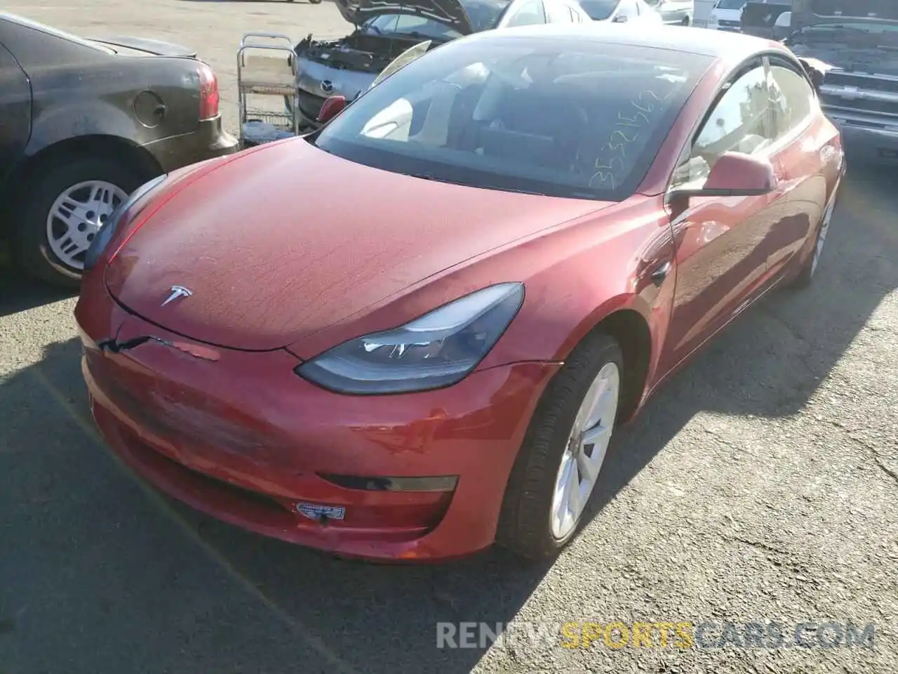 2 Photograph of a damaged car 5YJ3E1EA4MF977719 TESLA MODEL 3 2021