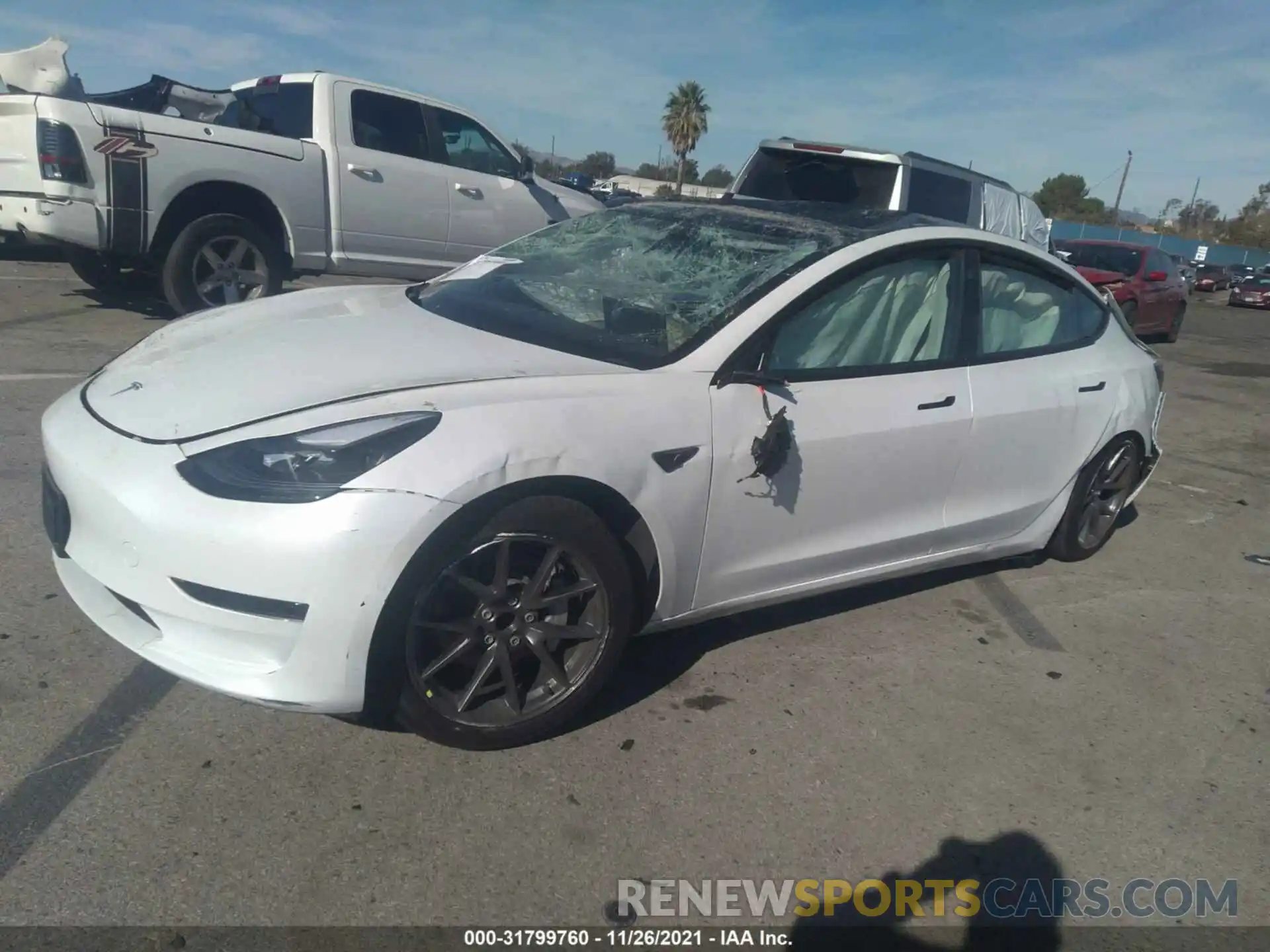 2 Photograph of a damaged car 5YJ3E1EA4MF982144 TESLA MODEL 3 2021