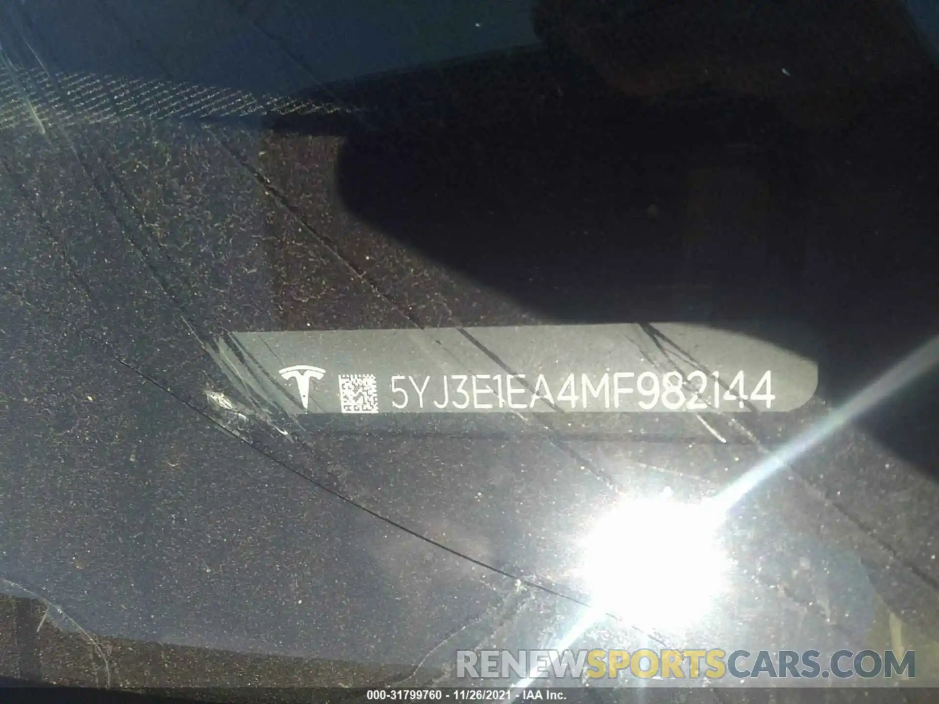 9 Photograph of a damaged car 5YJ3E1EA4MF982144 TESLA MODEL 3 2021