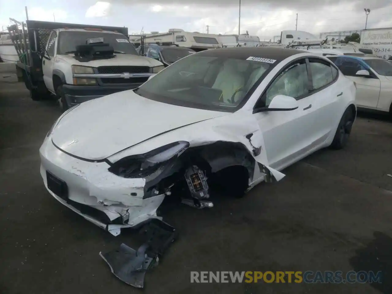 2 Photograph of a damaged car 5YJ3E1EA4MF987554 TESLA MODEL 3 2021