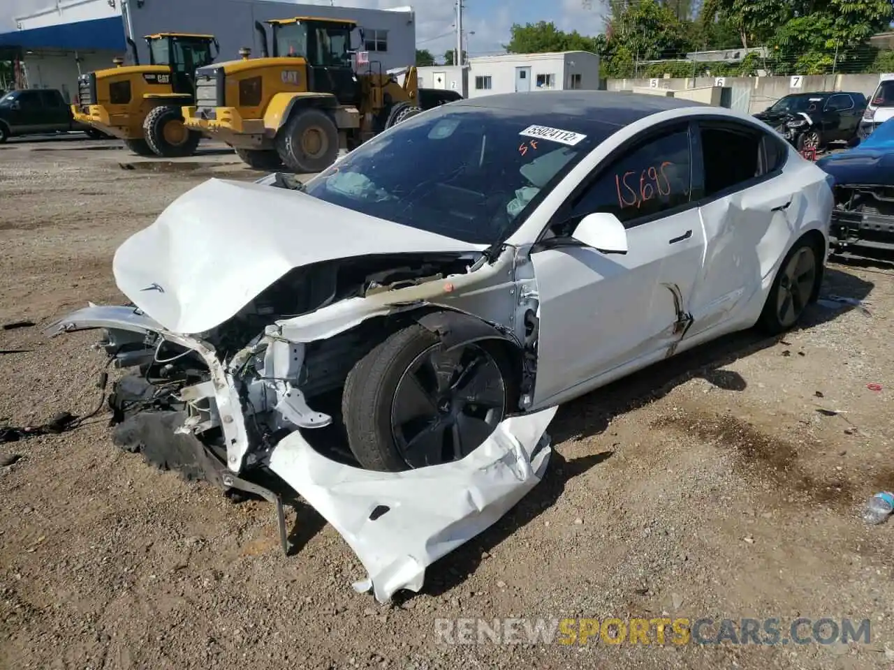 2 Photograph of a damaged car 5YJ3E1EA5MF028387 TESLA MODEL 3 2021