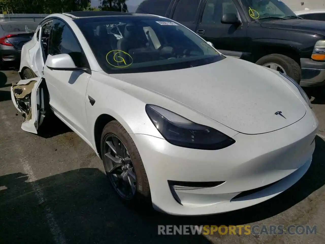 1 Photograph of a damaged car 5YJ3E1EA5MF029037 TESLA MODEL 3 2021