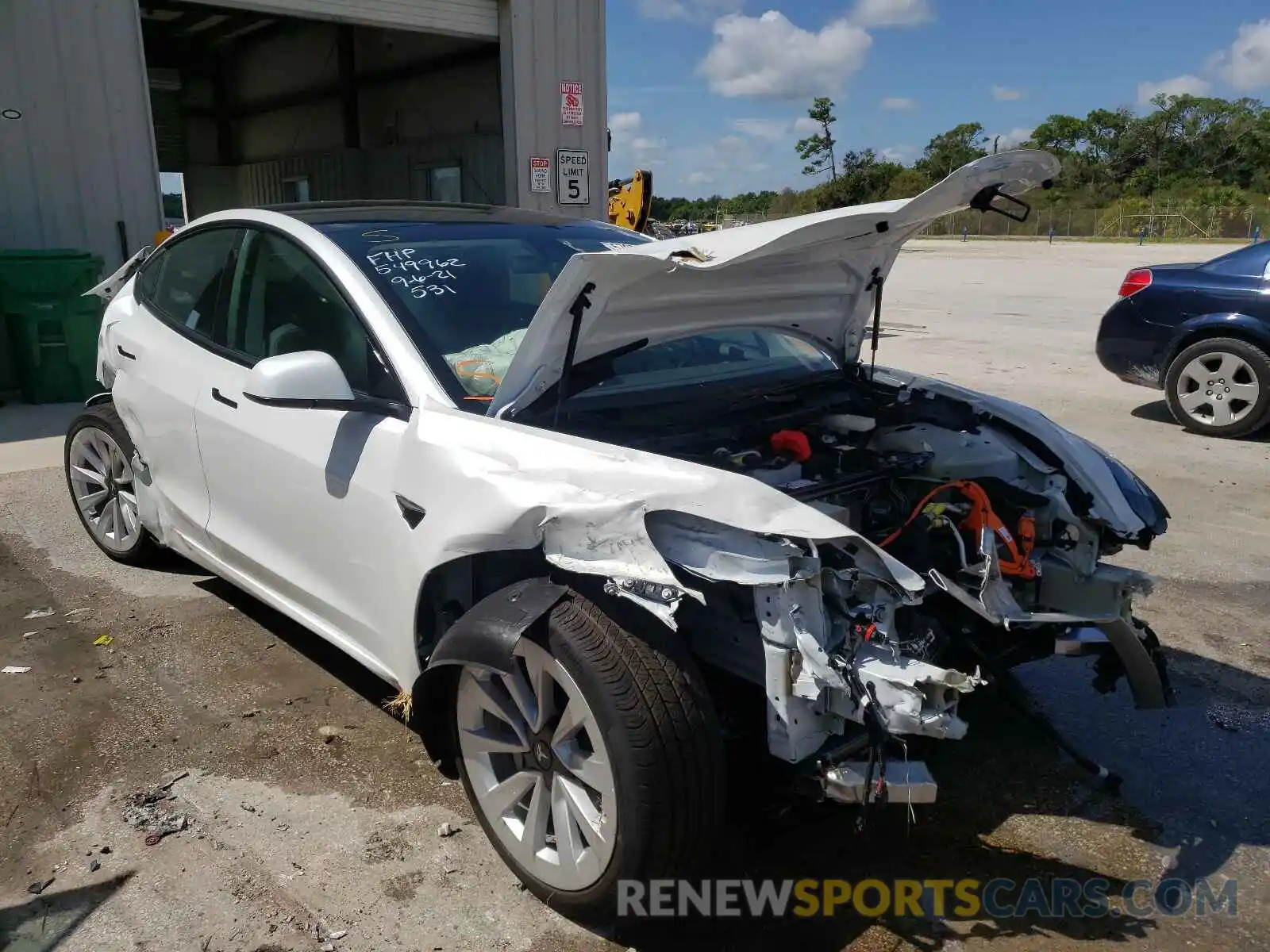 1 Photograph of a damaged car 5YJ3E1EA5MF029328 TESLA MODEL 3 2021