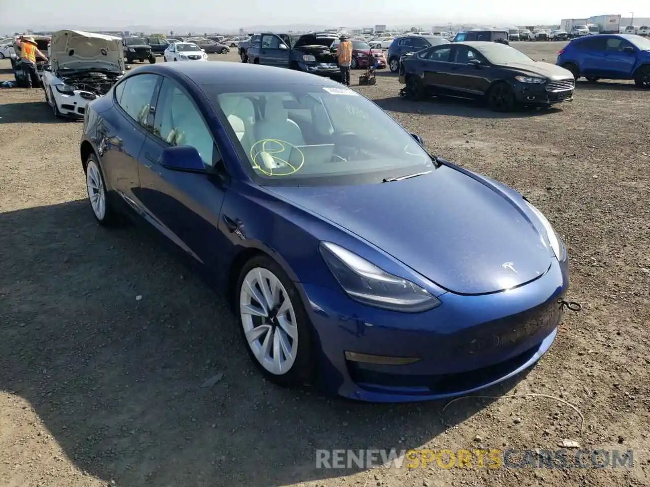 1 Photograph of a damaged car 5YJ3E1EA5MF032102 TESLA MODEL 3 2021