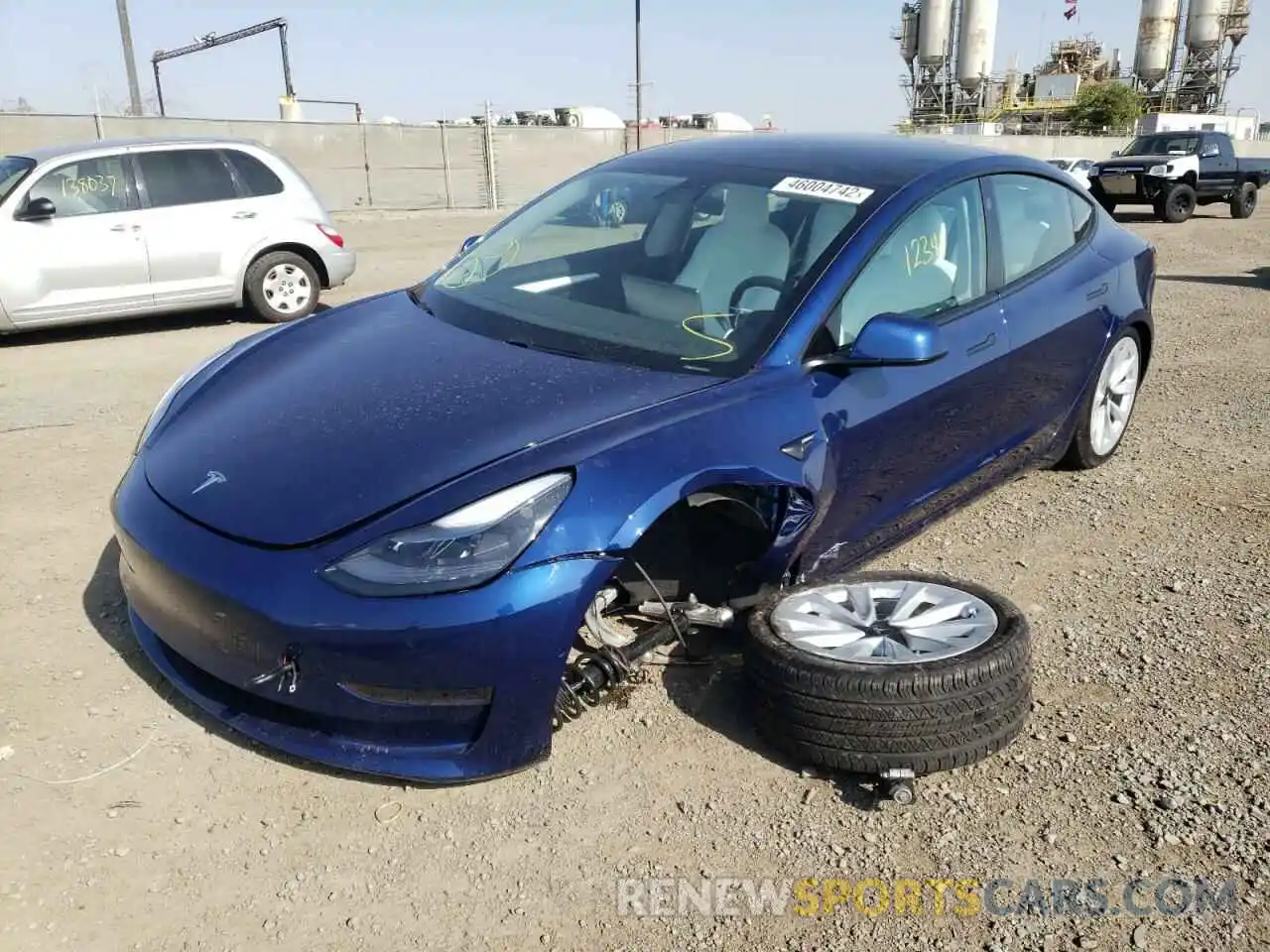 2 Photograph of a damaged car 5YJ3E1EA5MF032102 TESLA MODEL 3 2021