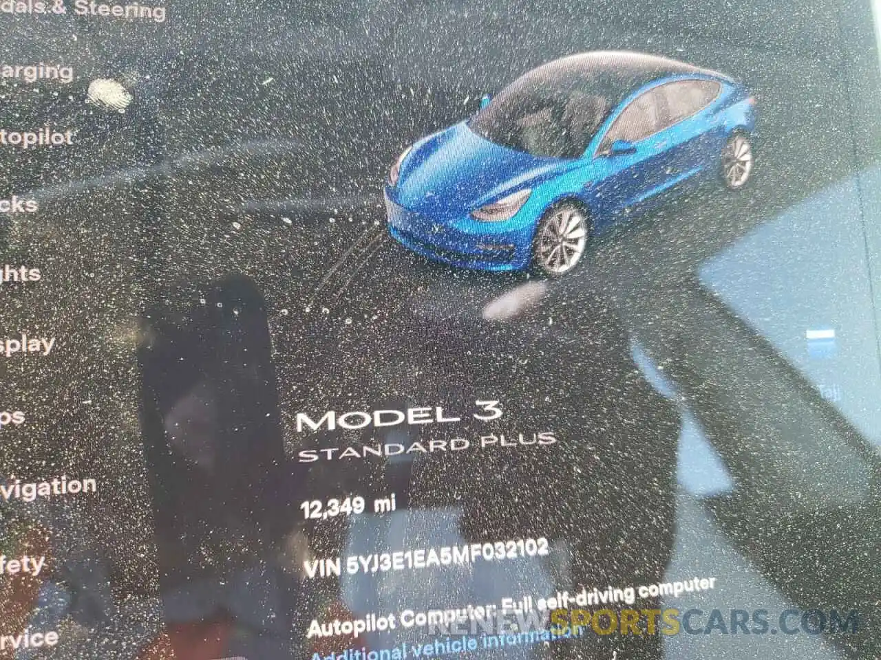 8 Фотография поврежденного автомобиля 5YJ3E1EA5MF032102 TESLA MODEL 3 2021