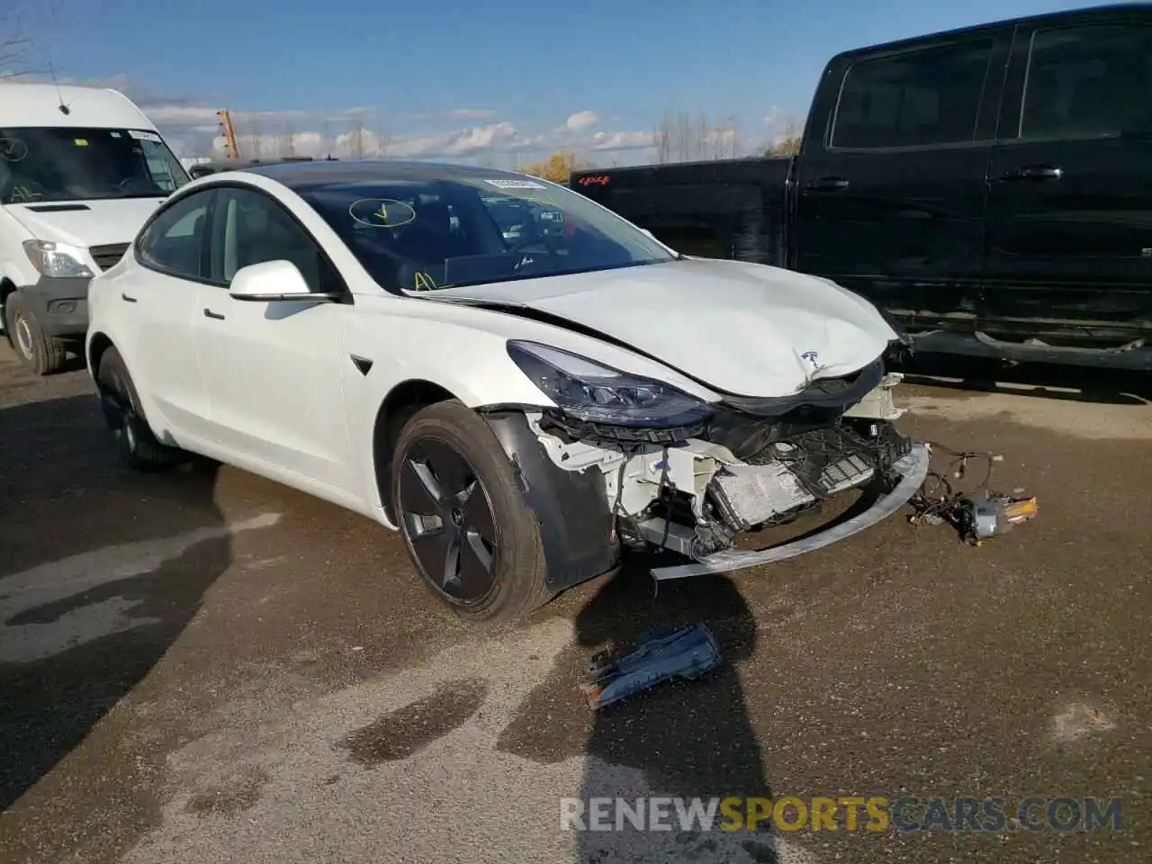 1 Photograph of a damaged car 5YJ3E1EA5MF048171 TESLA MODEL 3 2021