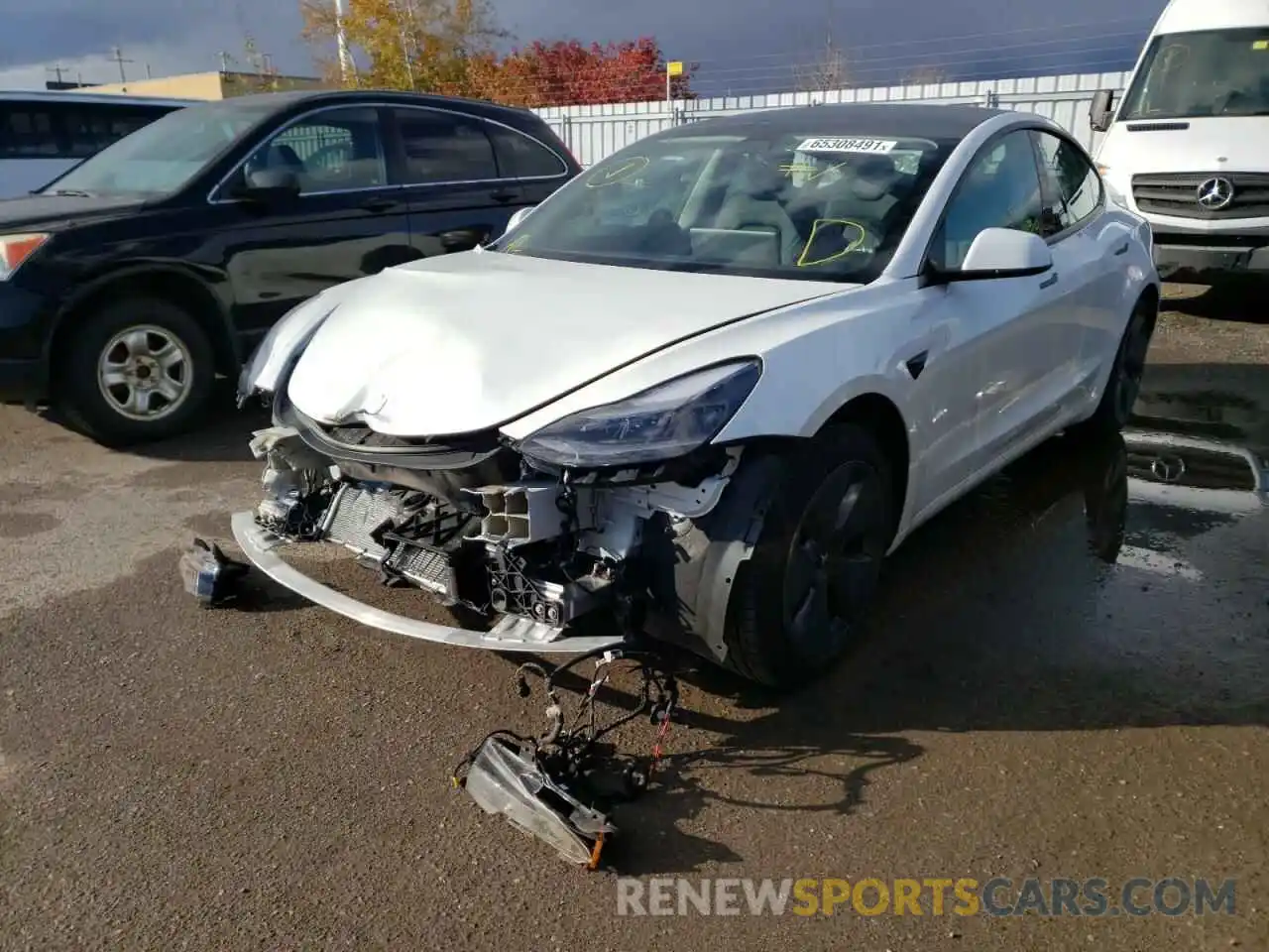 2 Photograph of a damaged car 5YJ3E1EA5MF048171 TESLA MODEL 3 2021