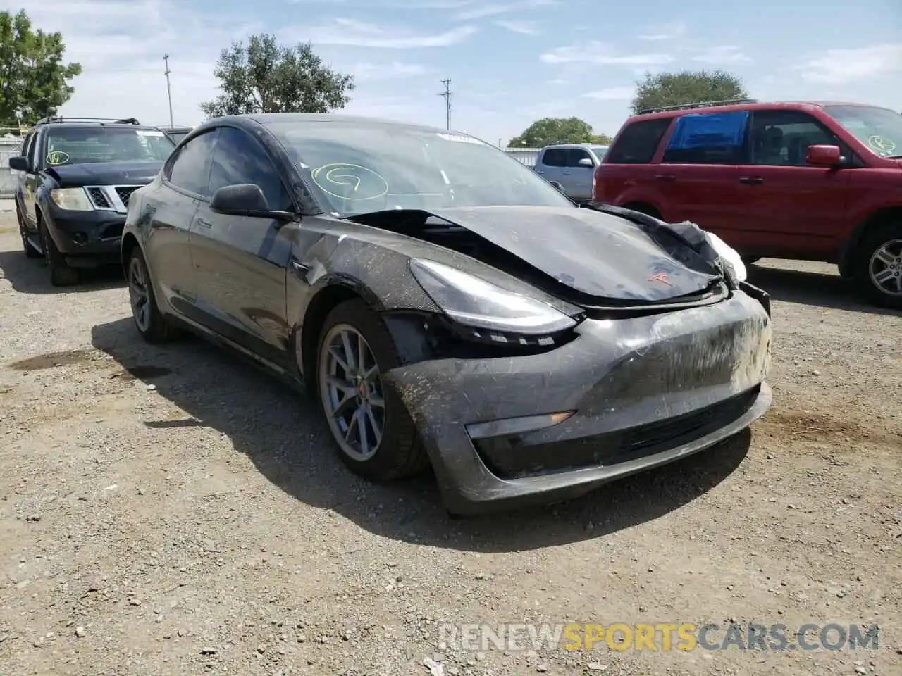 1 Photograph of a damaged car 5YJ3E1EA5MF053368 TESLA MODEL 3 2021