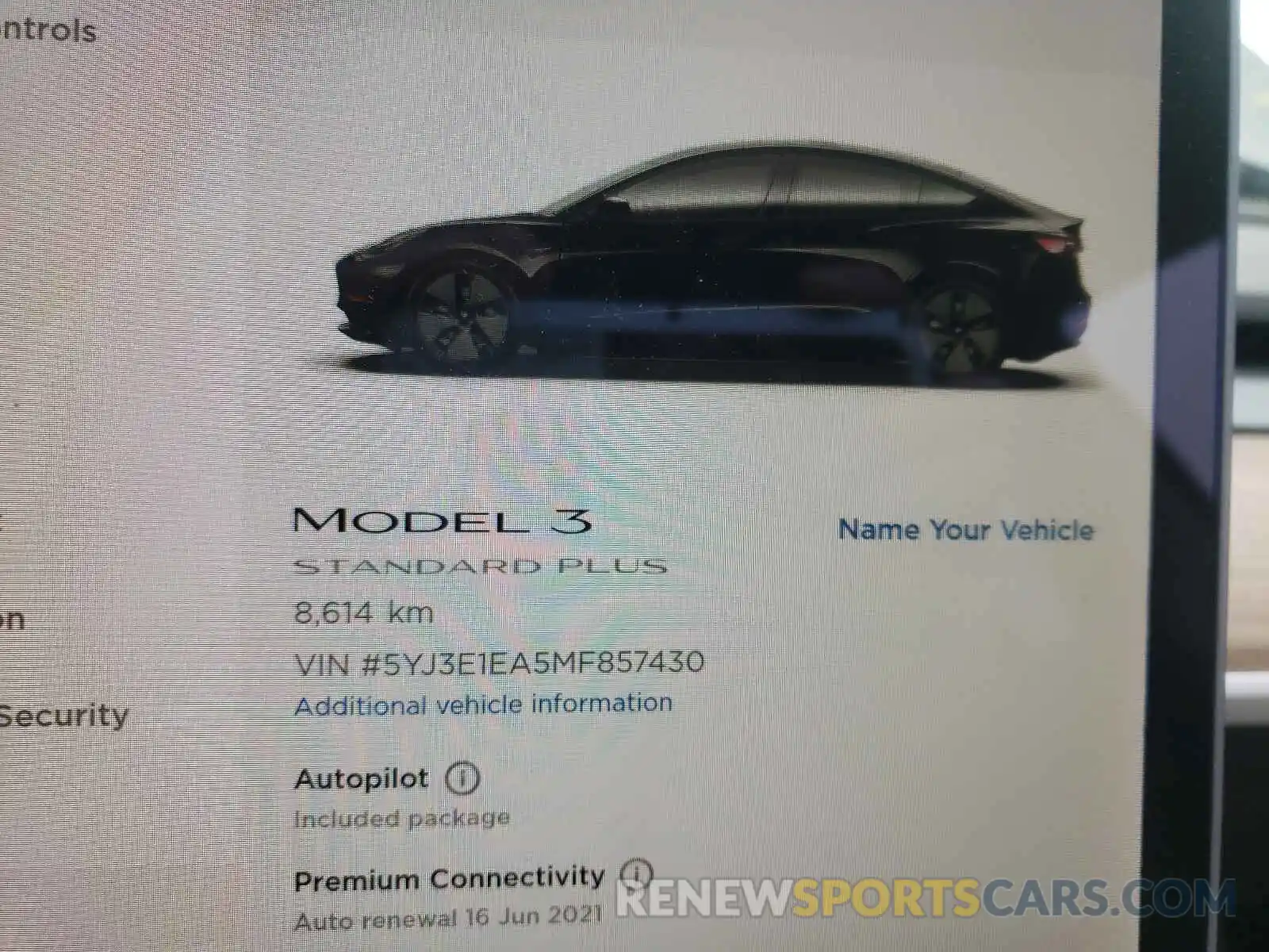 8 Фотография поврежденного автомобиля 5YJ3E1EA5MF857430 TESLA MODEL 3 2021