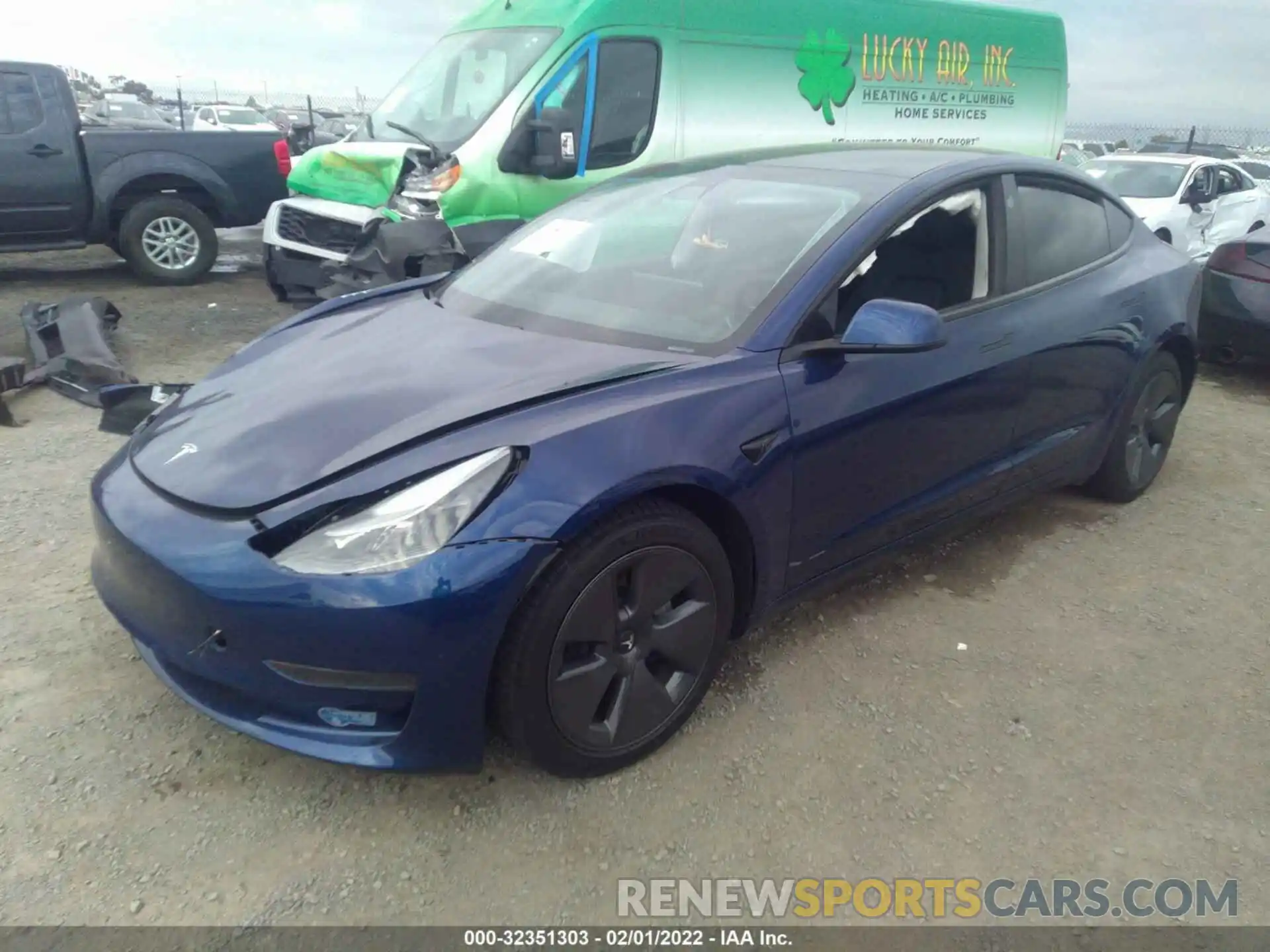 2 Photograph of a damaged car 5YJ3E1EA5MF872459 TESLA MODEL 3 2021