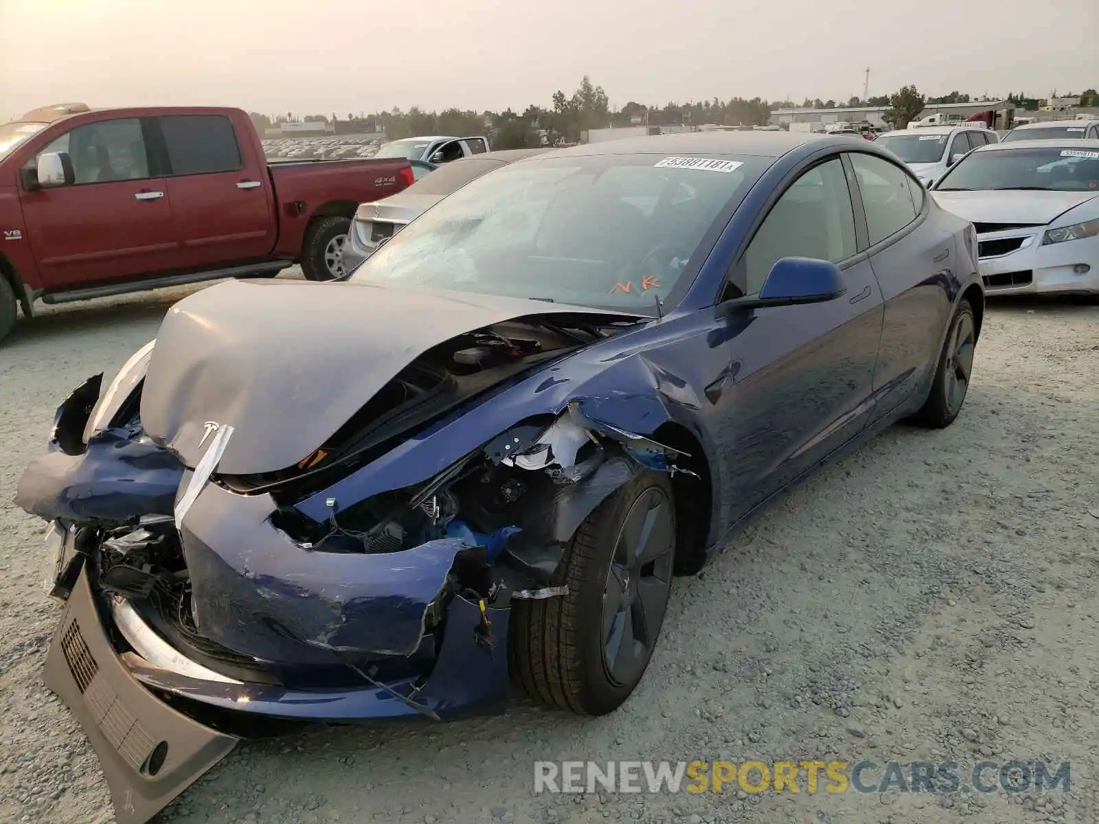 2 Photograph of a damaged car 5YJ3E1EA5MF876415 TESLA MODEL 3 2021