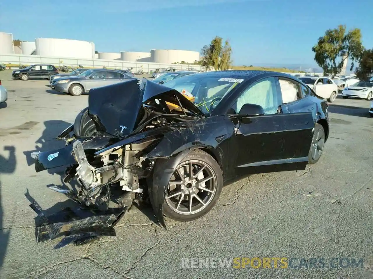 2 Photograph of a damaged car 5YJ3E1EA5MF877127 TESLA MODEL 3 2021