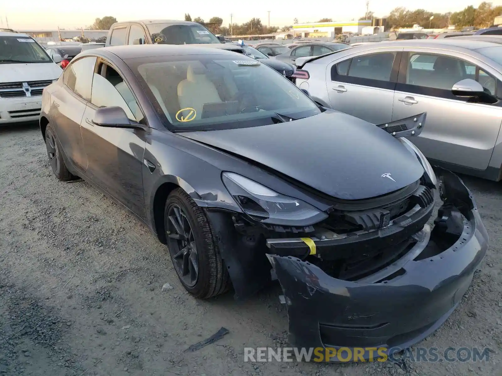 1 Photograph of a damaged car 5YJ3E1EA5MF877399 TESLA MODEL 3 2021