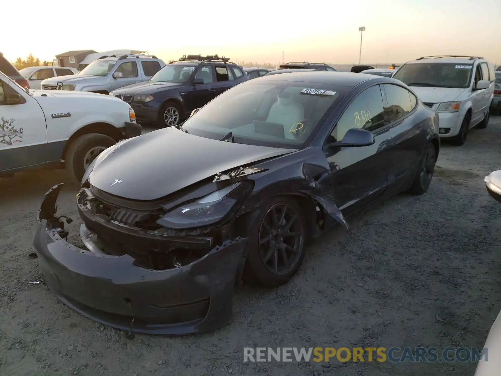 2 Photograph of a damaged car 5YJ3E1EA5MF877399 TESLA MODEL 3 2021