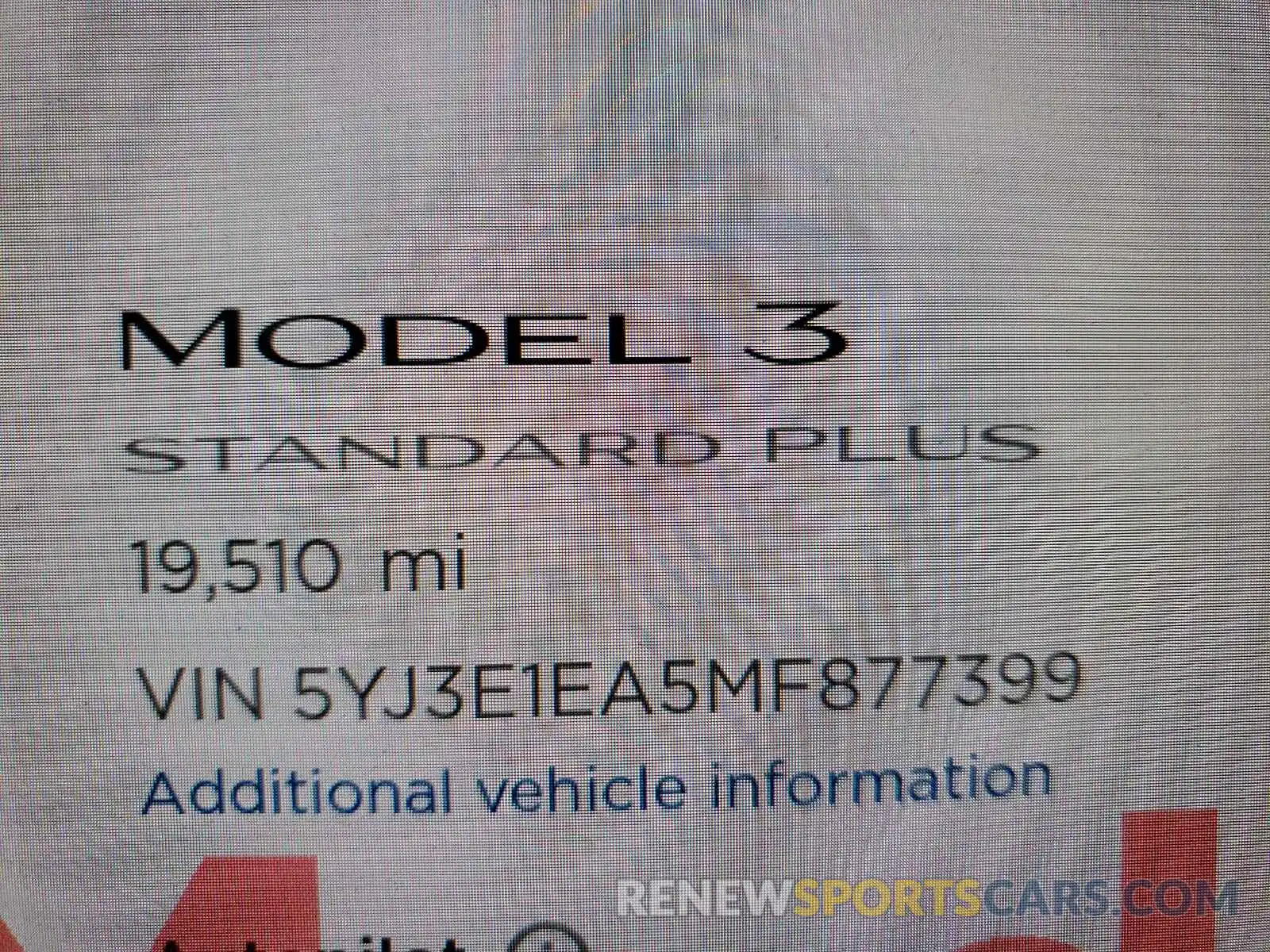 8 Photograph of a damaged car 5YJ3E1EA5MF877399 TESLA MODEL 3 2021