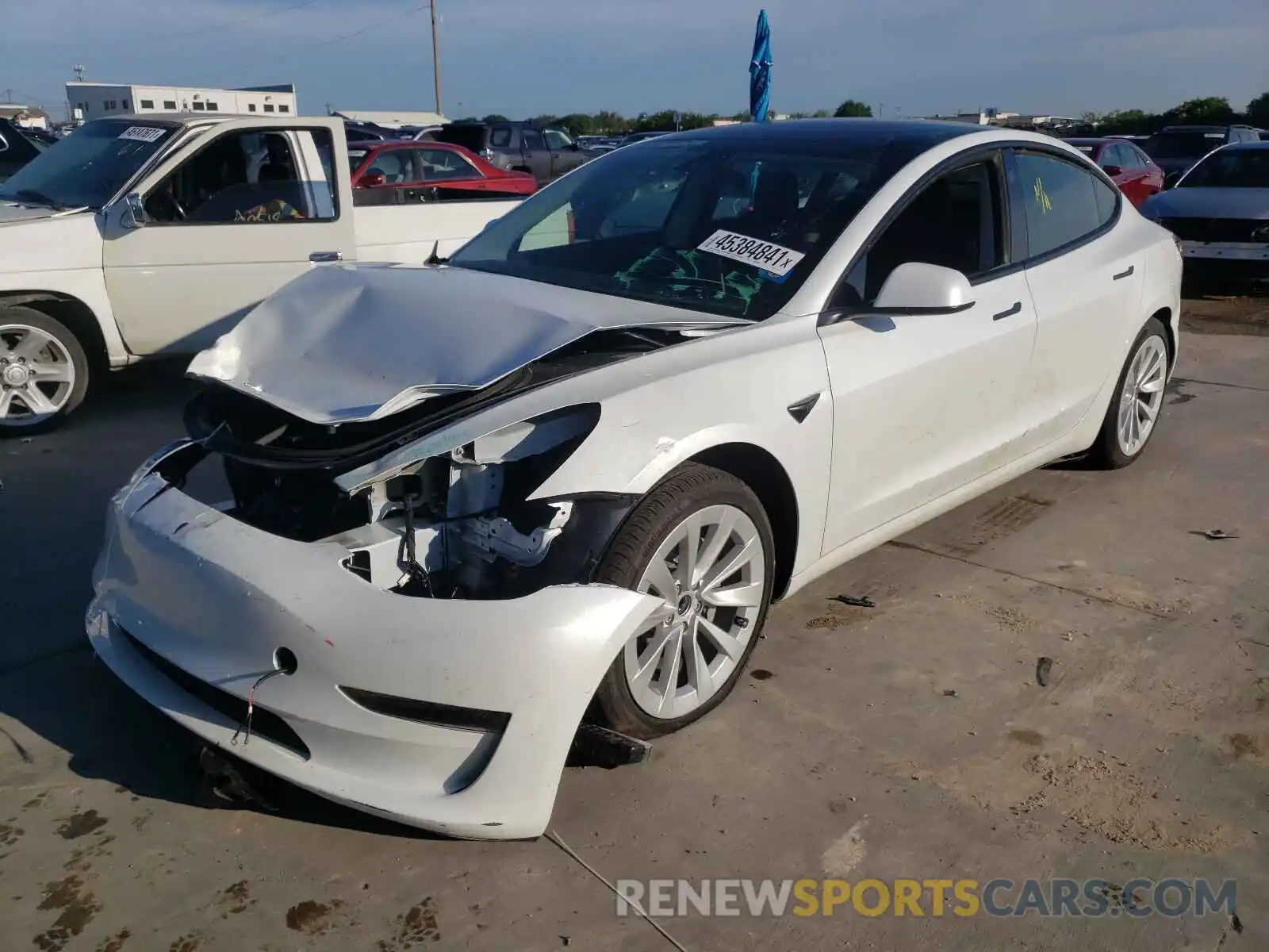 2 Photograph of a damaged car 5YJ3E1EA5MF913477 TESLA MODEL 3 2021