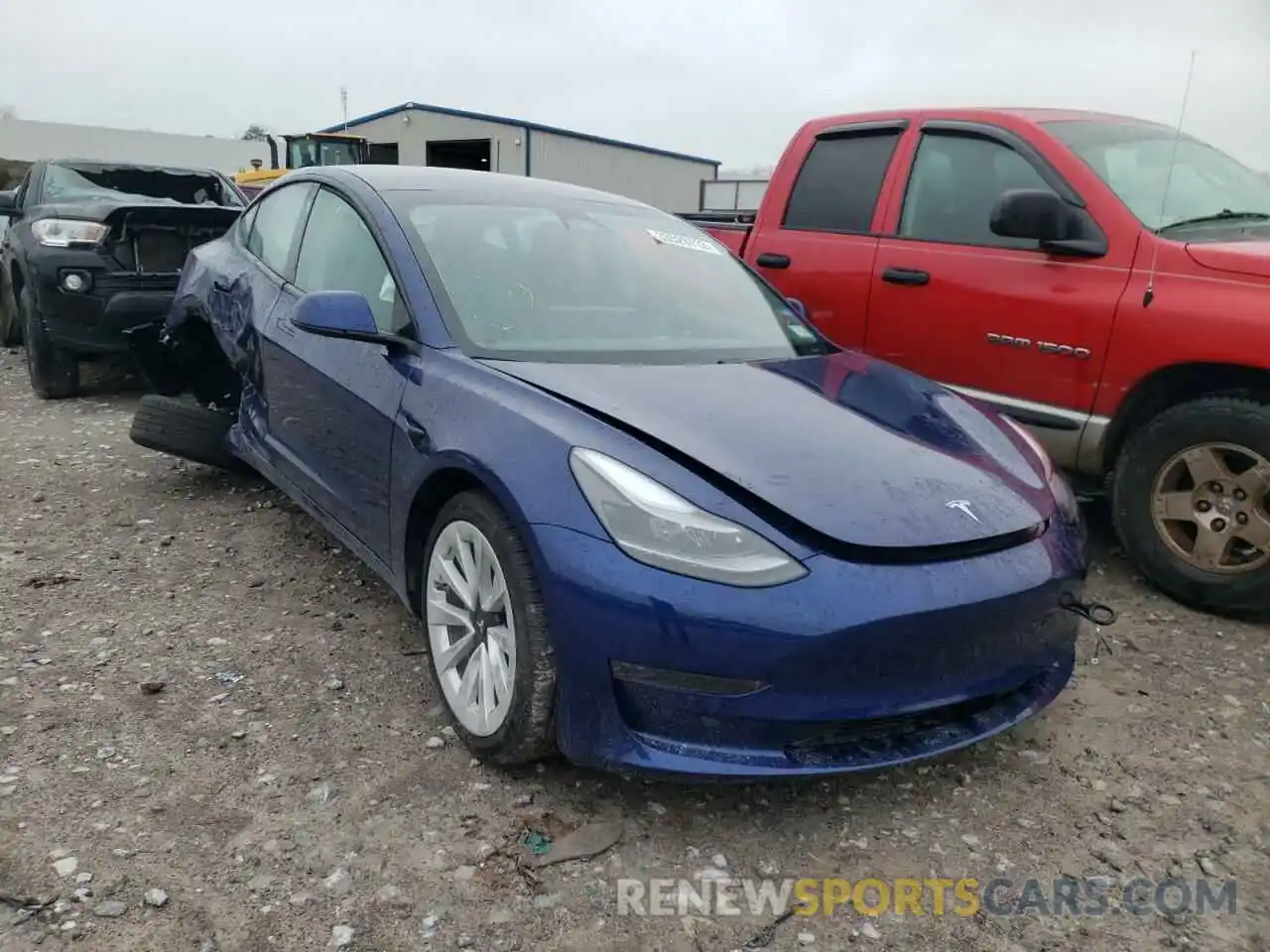 1 Photograph of a damaged car 5YJ3E1EA5MF917268 TESLA MODEL 3 2021