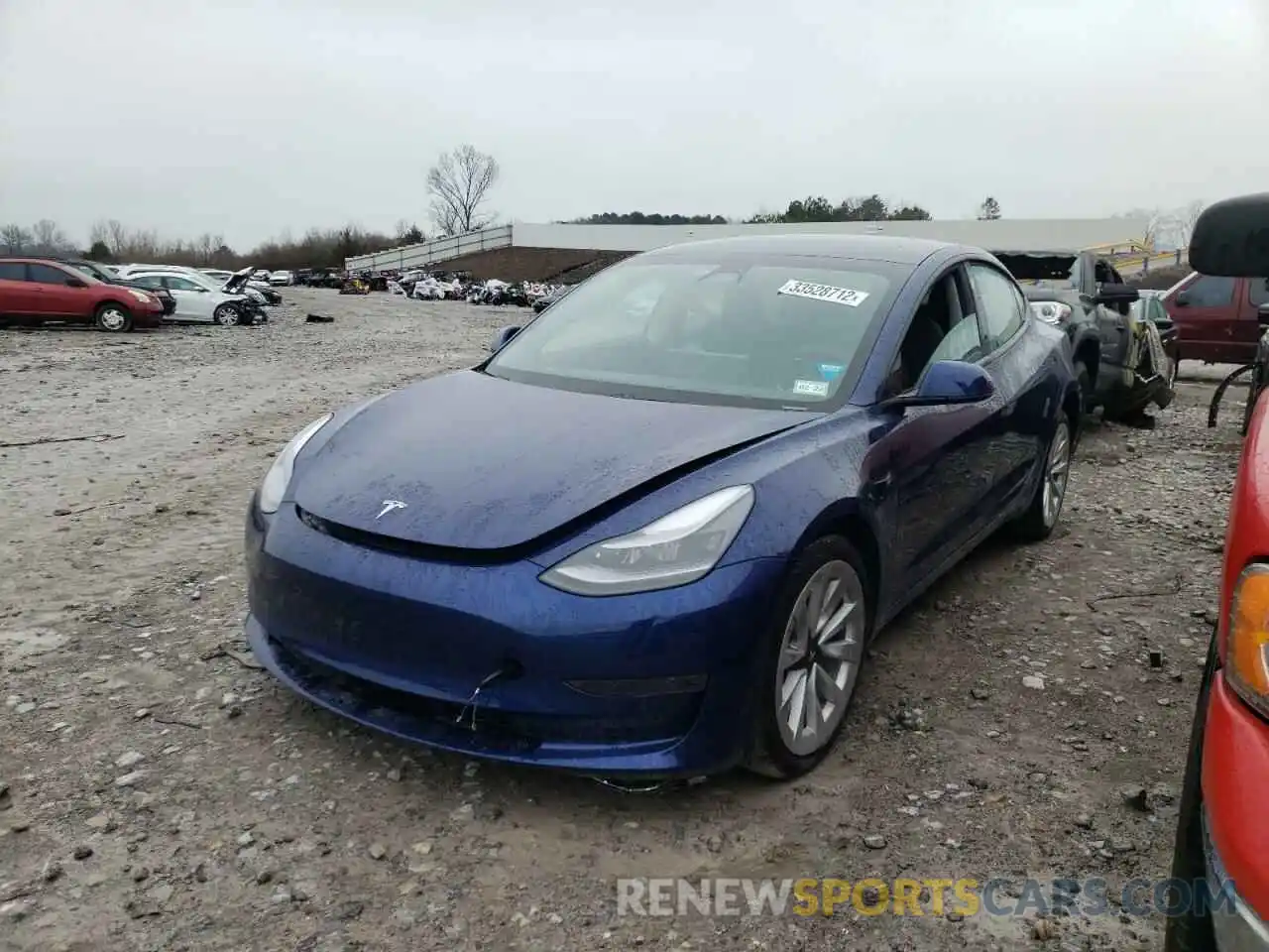 2 Photograph of a damaged car 5YJ3E1EA5MF917268 TESLA MODEL 3 2021