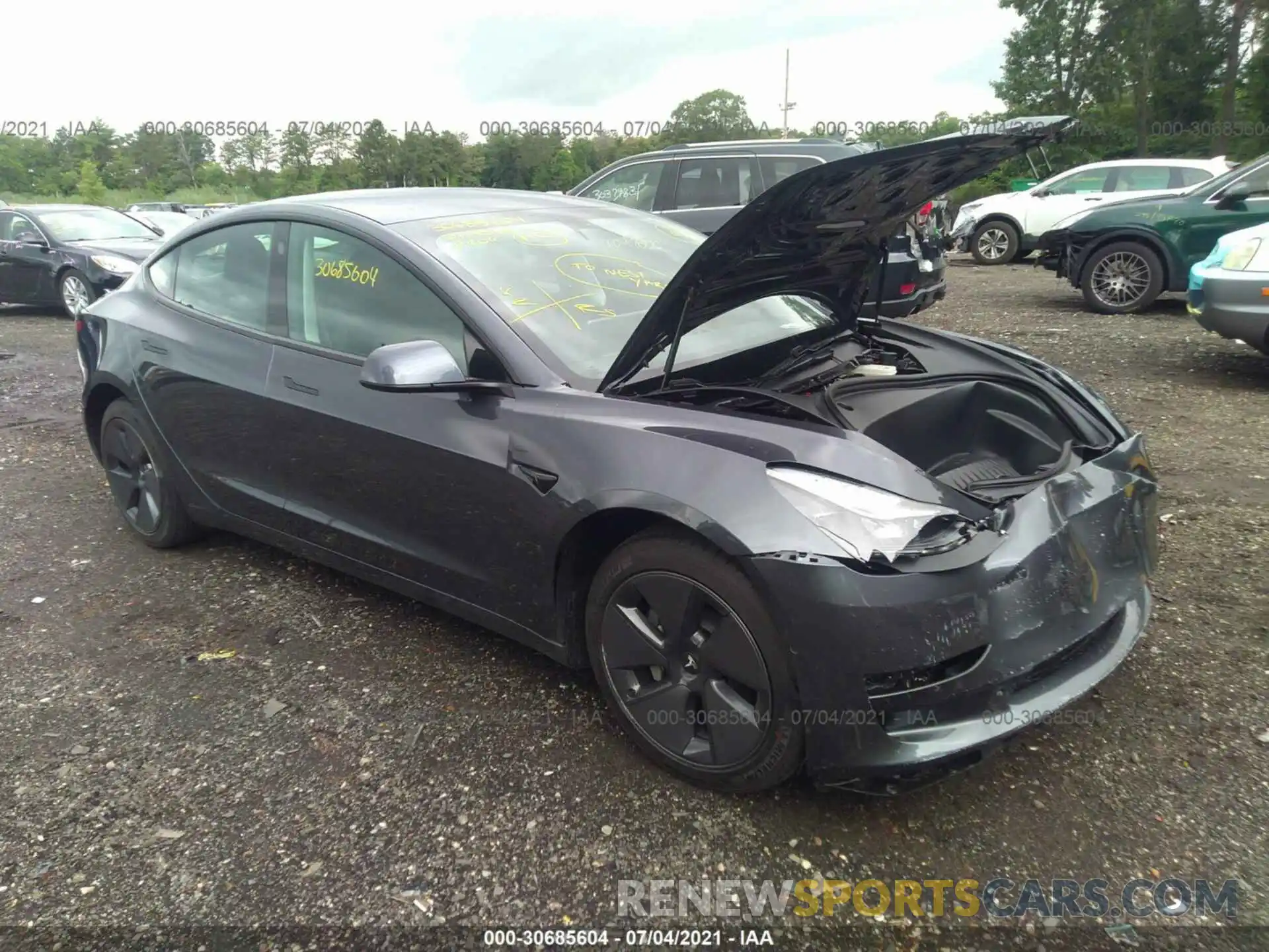 1 Photograph of a damaged car 5YJ3E1EA5MF976708 TESLA MODEL 3 2021