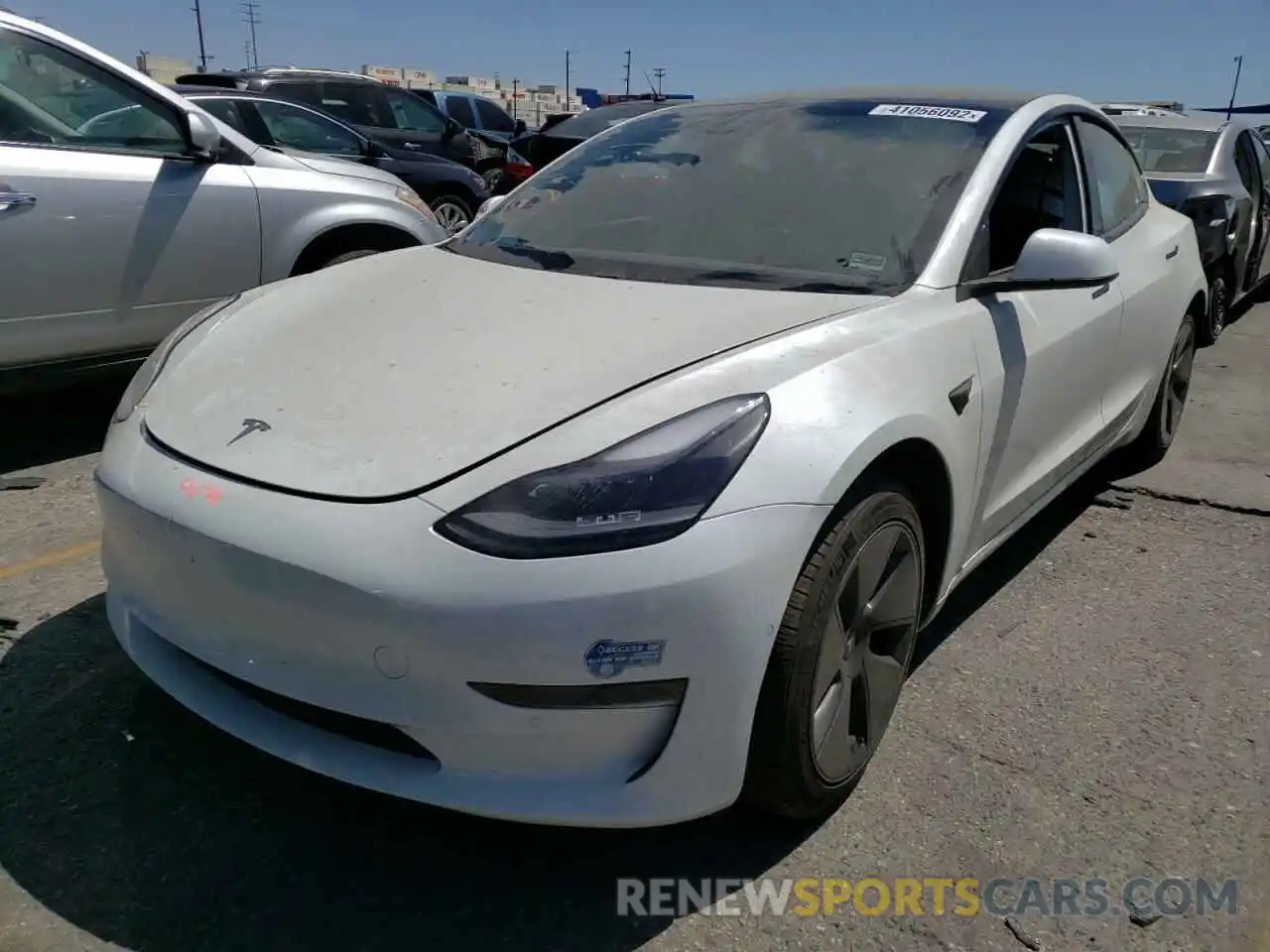 2 Photograph of a damaged car 5YJ3E1EA5MF992505 TESLA MODEL 3 2021