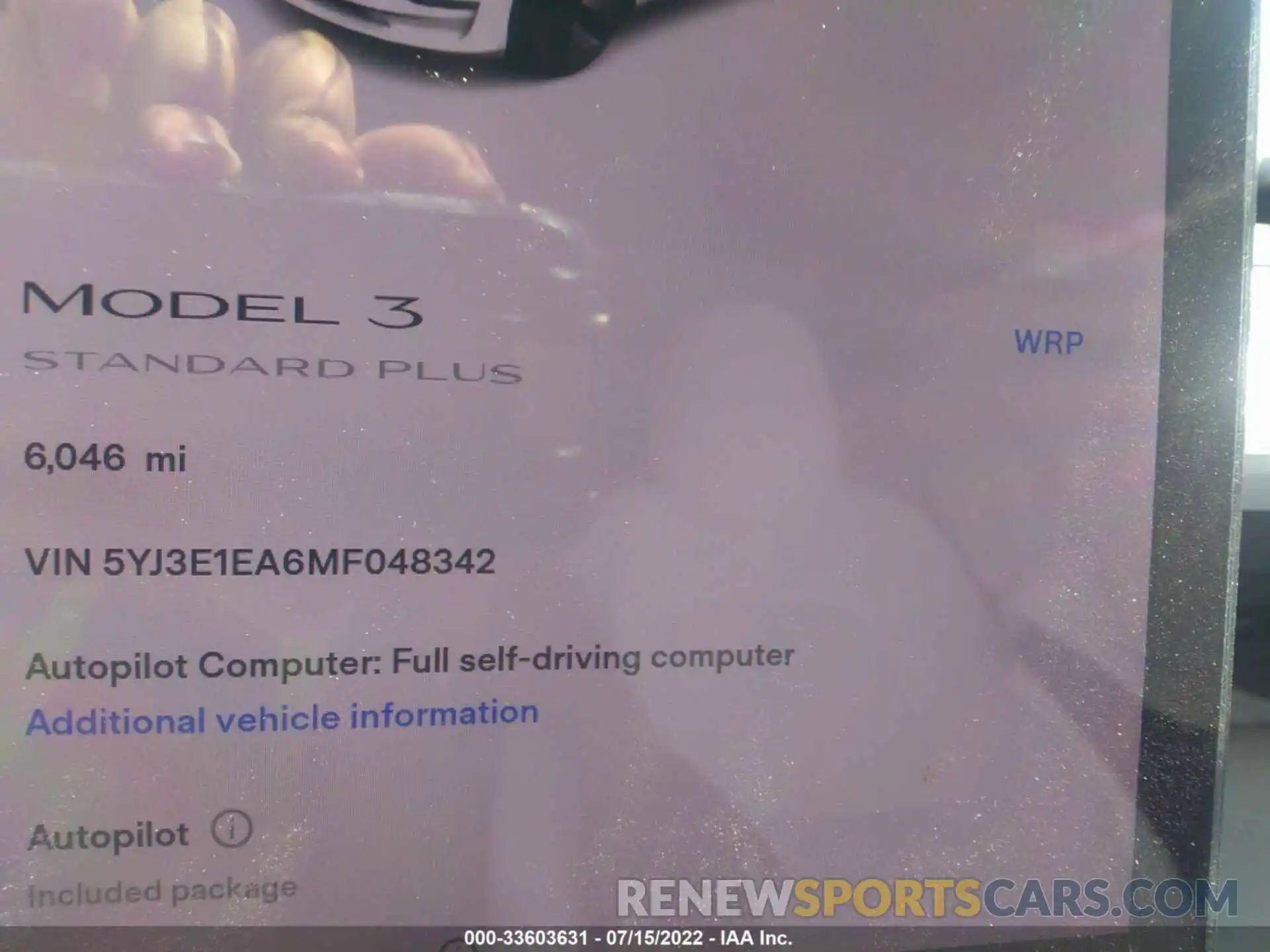 7 Photograph of a damaged car 5YJ3E1EA6MF048342 TESLA MODEL 3 2021