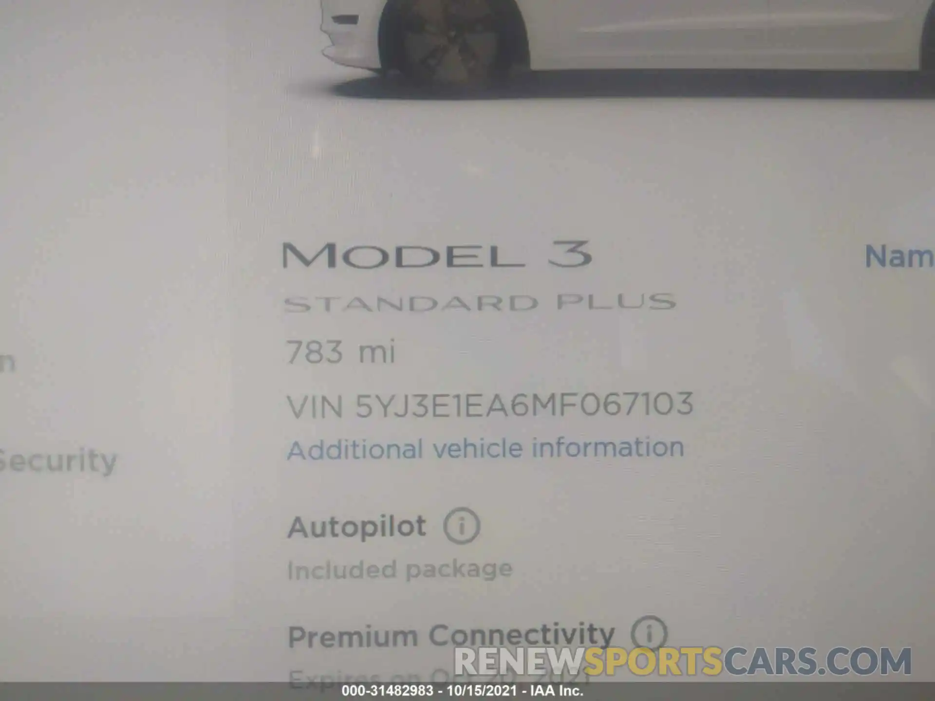 7 Photograph of a damaged car 5YJ3E1EA6MF067103 TESLA MODEL 3 2021