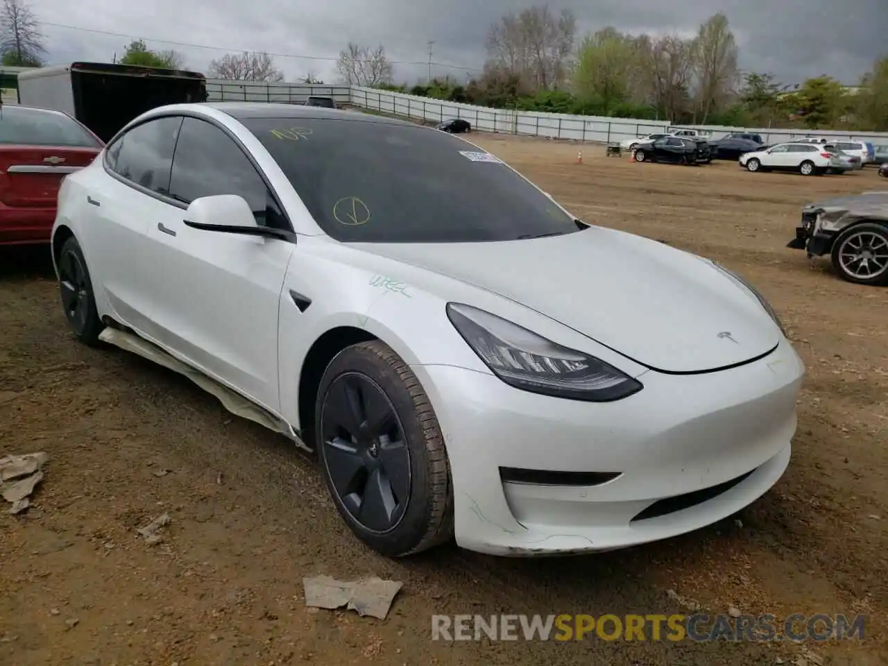 1 Photograph of a damaged car 5YJ3E1EA6MF858828 TESLA MODEL 3 2021