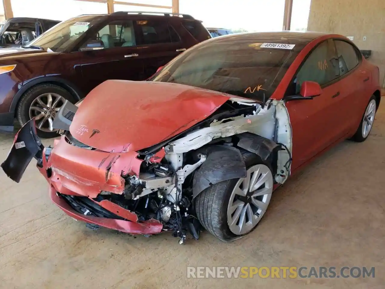 2 Photograph of a damaged car 5YJ3E1EA6MF870395 TESLA MODEL 3 2021