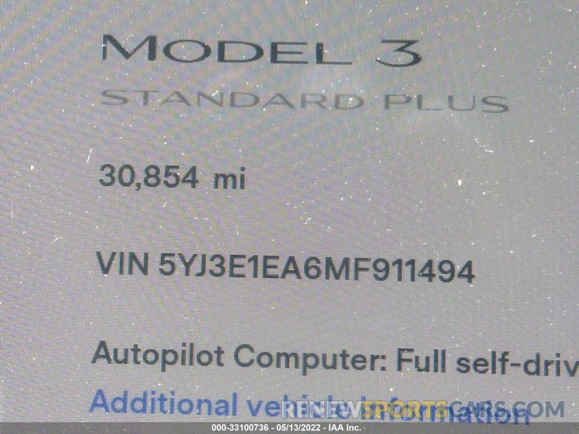 9 Photograph of a damaged car 5YJ3E1EA6MF911494 TESLA MODEL 3 2021