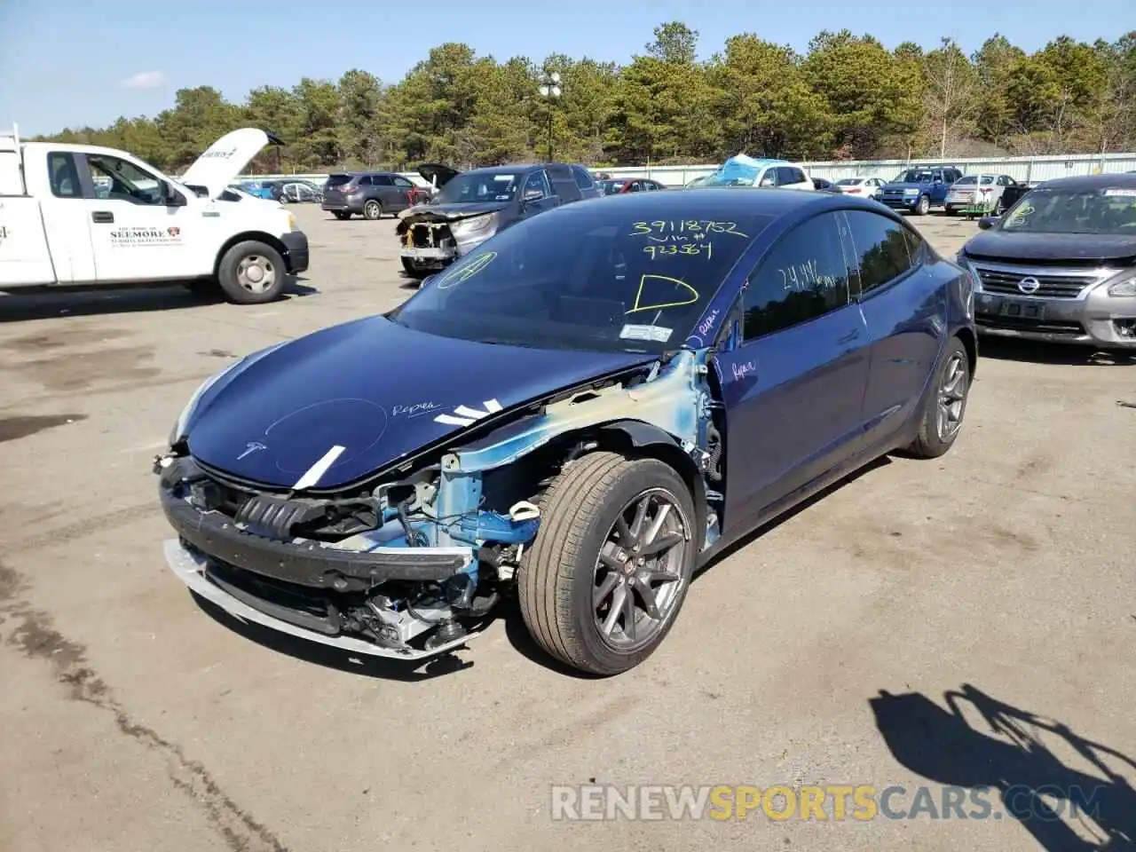 2 Photograph of a damaged car 5YJ3E1EA6MF923564 TESLA MODEL 3 2021