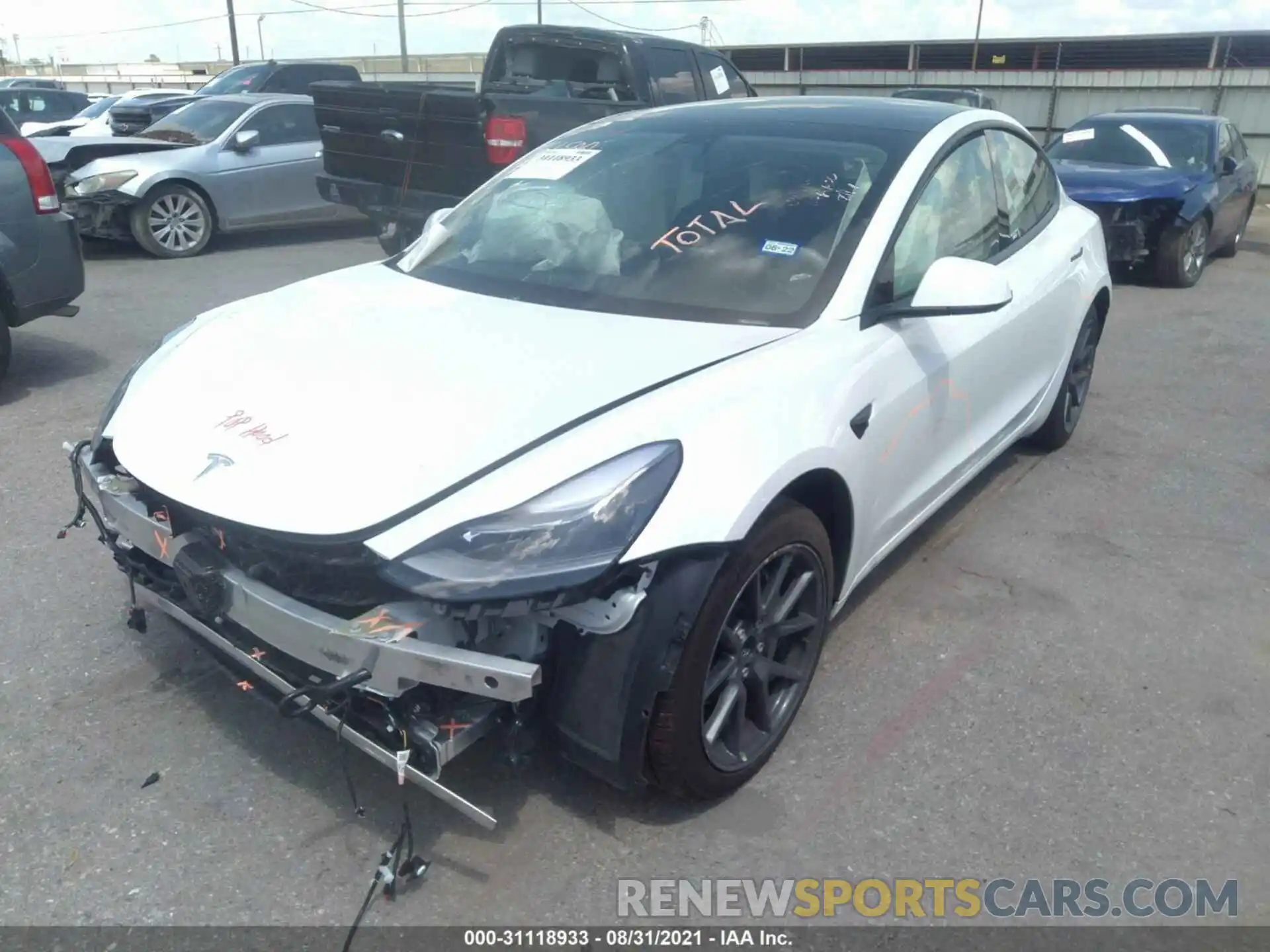 2 Photograph of a damaged car 5YJ3E1EA6MF976250 TESLA MODEL 3 2021