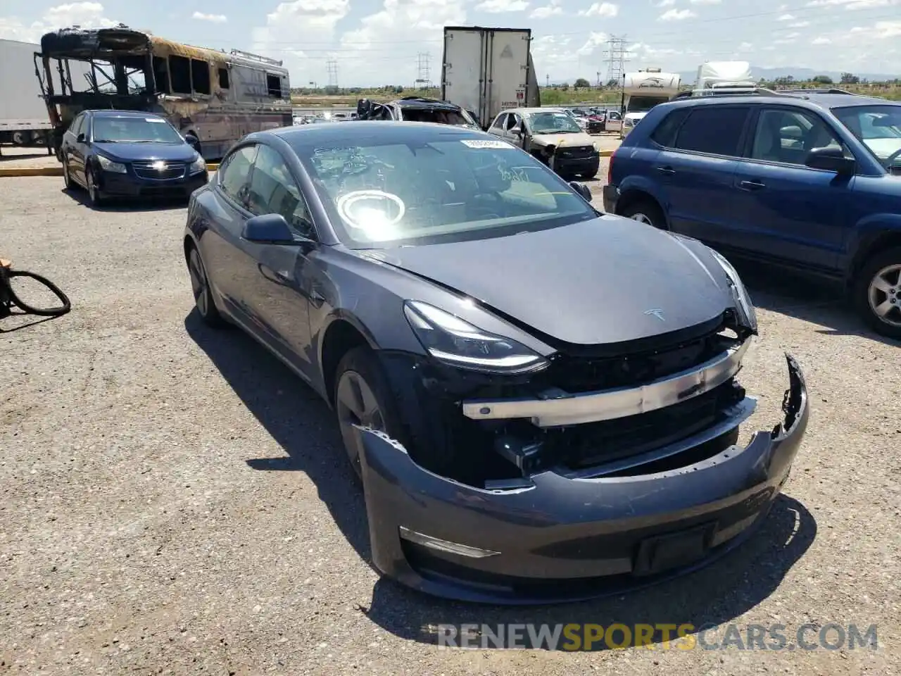 1 Photograph of a damaged car 5YJ3E1EA6MF991458 TESLA MODEL 3 2021