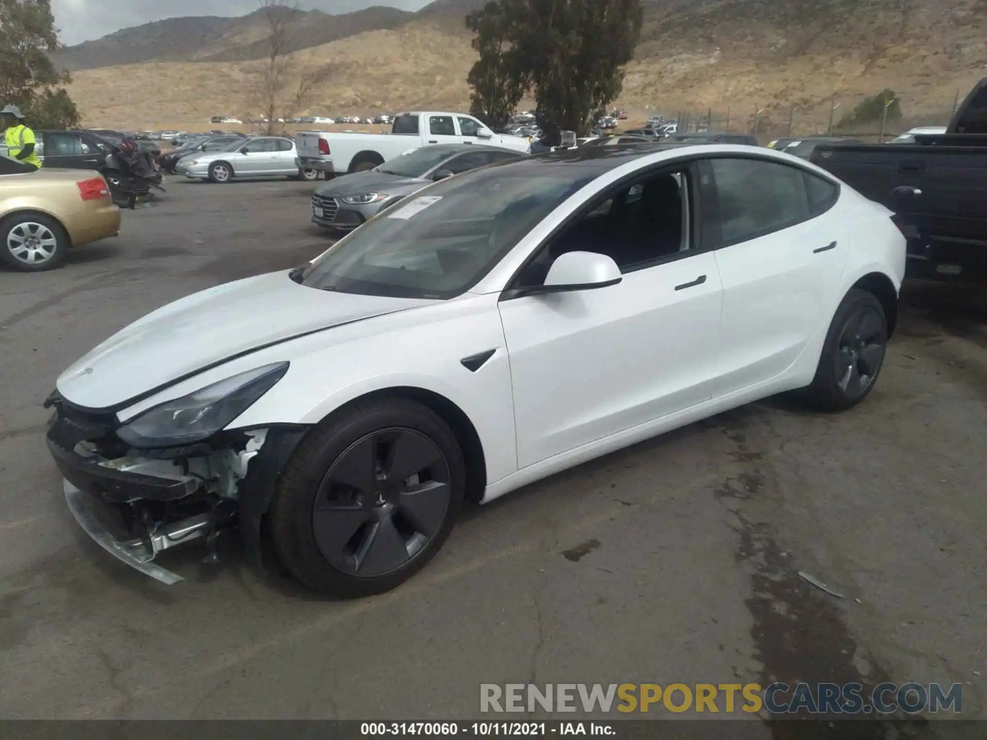 2 Photograph of a damaged car 5YJ3E1EA7MF002759 TESLA MODEL 3 2021