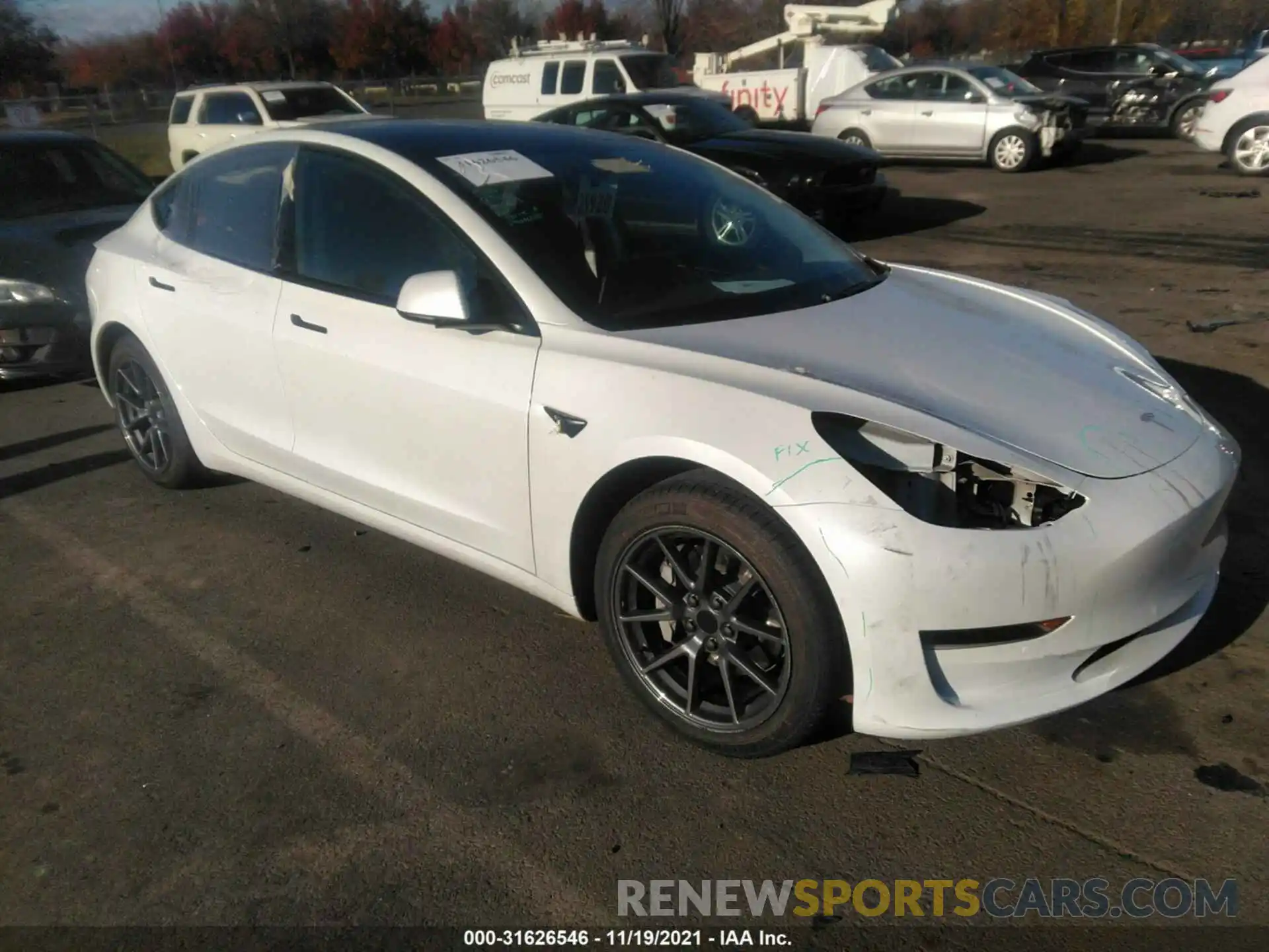 1 Photograph of a damaged car 5YJ3E1EA7MF017276 TESLA MODEL 3 2021