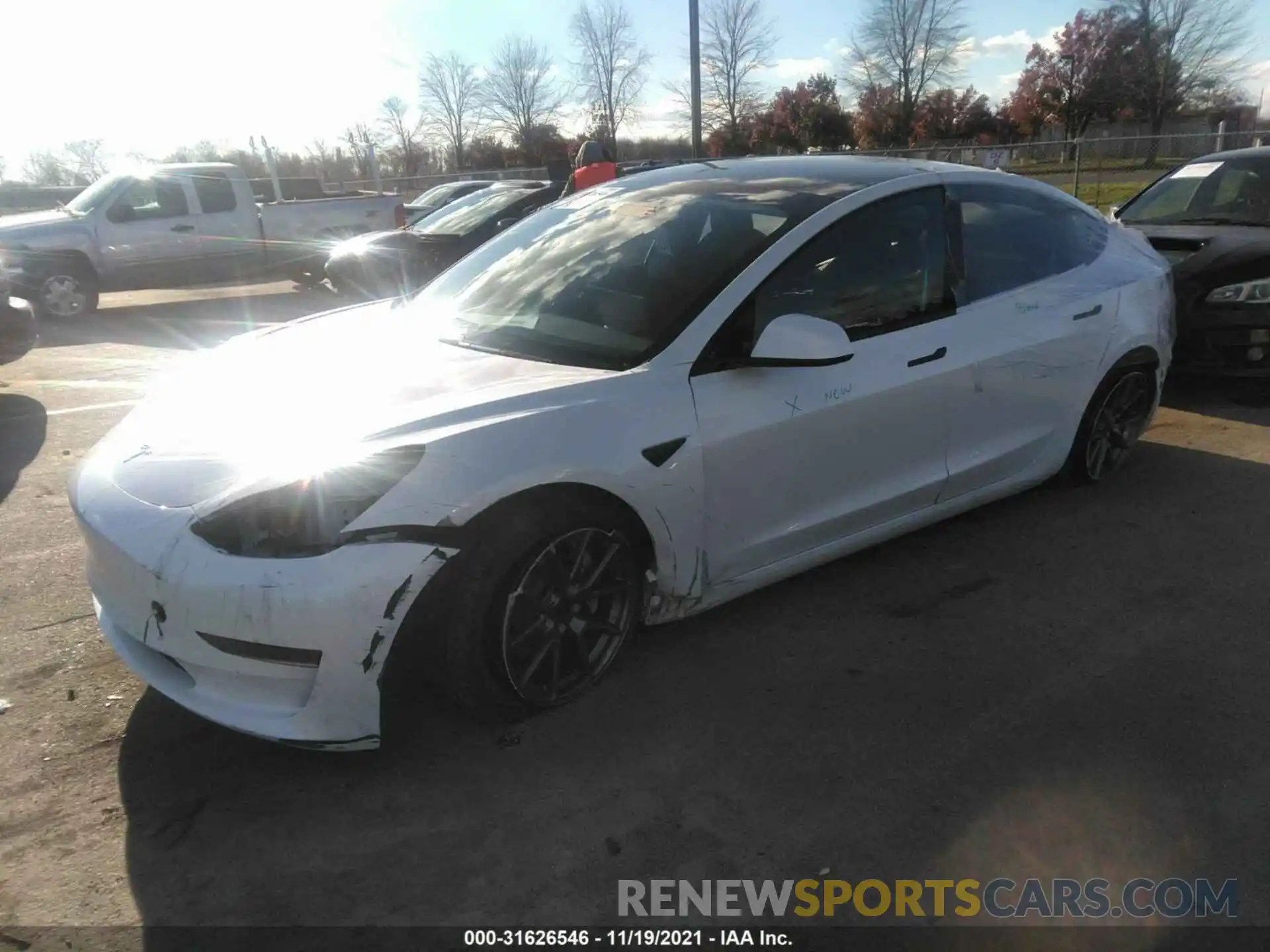 2 Photograph of a damaged car 5YJ3E1EA7MF017276 TESLA MODEL 3 2021