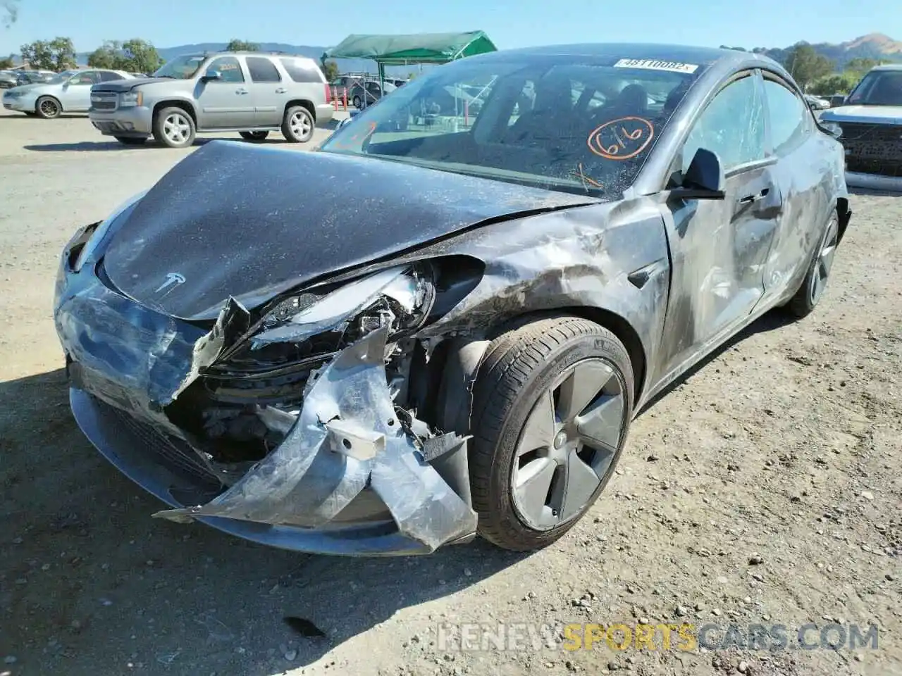 2 Photograph of a damaged car 5YJ3E1EA7MF027225 TESLA MODEL 3 2021