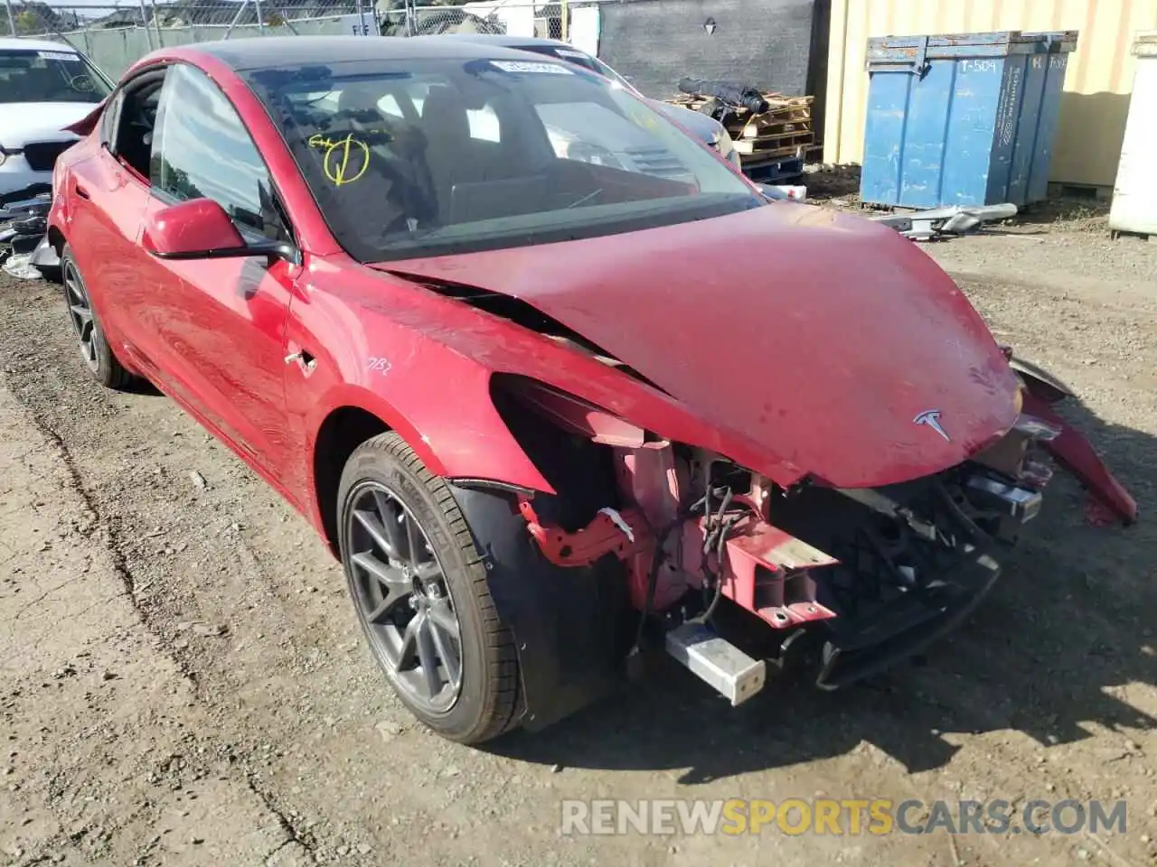 1 Photograph of a damaged car 5YJ3E1EA7MF027256 TESLA MODEL 3 2021