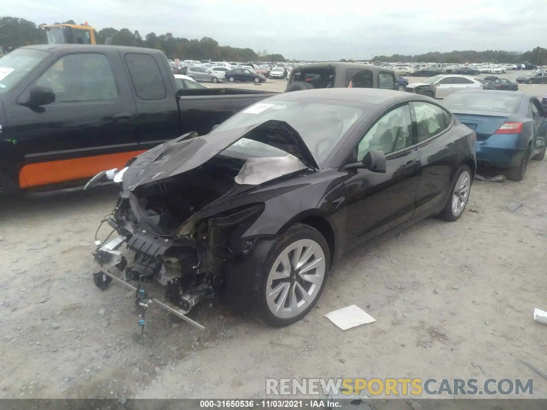 2 Photograph of a damaged car 5YJ3E1EA7MF046745 TESLA MODEL 3 2021