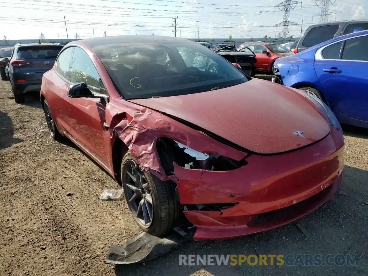 1 Photograph of a damaged car 5YJ3E1EA7MF059107 TESLA MODEL 3 2021