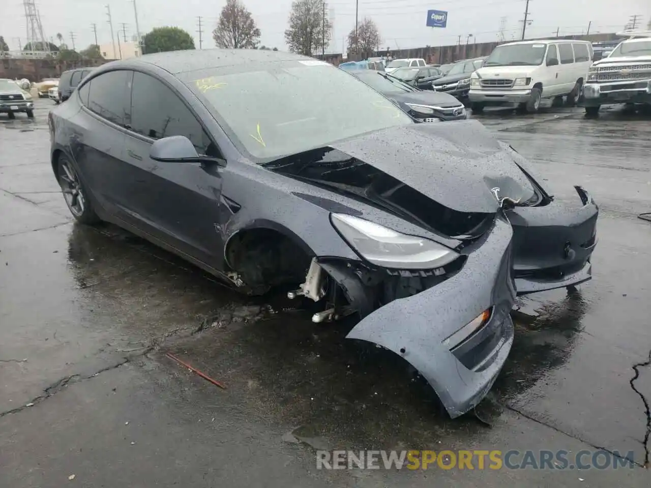 1 Photograph of a damaged car 5YJ3E1EA7MF077347 TESLA MODEL 3 2021