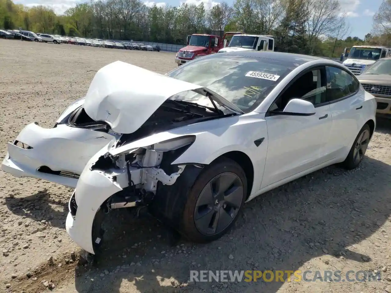 2 Photograph of a damaged car 5YJ3E1EA7MF100285 TESLA MODEL 3 2021