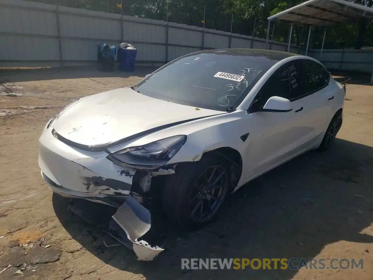 2 Photograph of a damaged car 5YJ3E1EA7MF853699 TESLA MODEL 3 2021