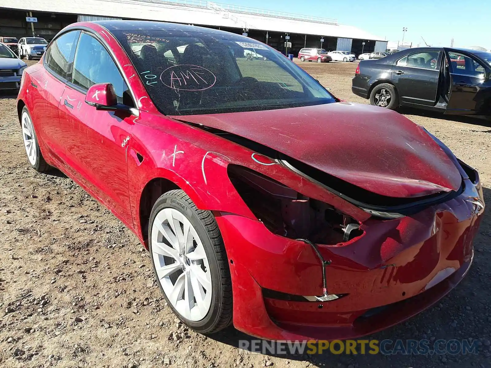 1 Photograph of a damaged car 5YJ3E1EA7MF874603 TESLA MODEL 3 2021