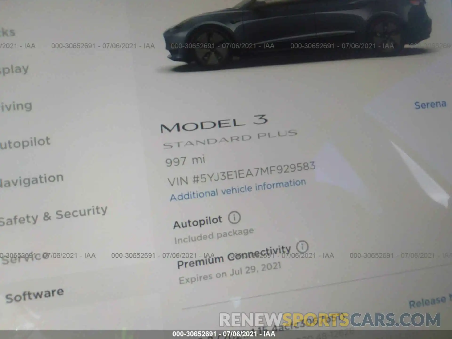 7 Фотография поврежденного автомобиля 5YJ3E1EA7MF929583 TESLA MODEL 3 2021