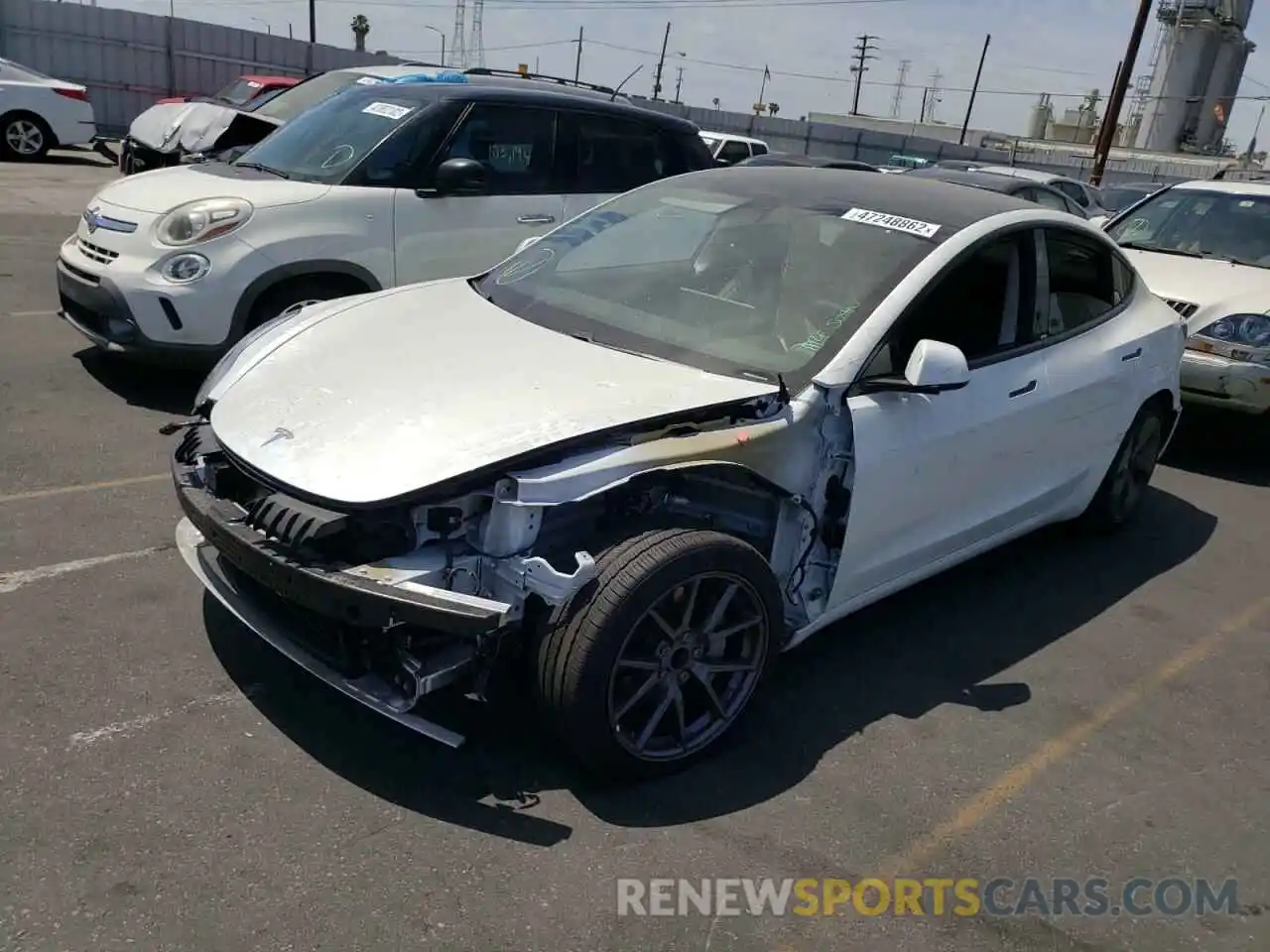 2 Photograph of a damaged car 5YJ3E1EA7MF940308 TESLA MODEL 3 2021