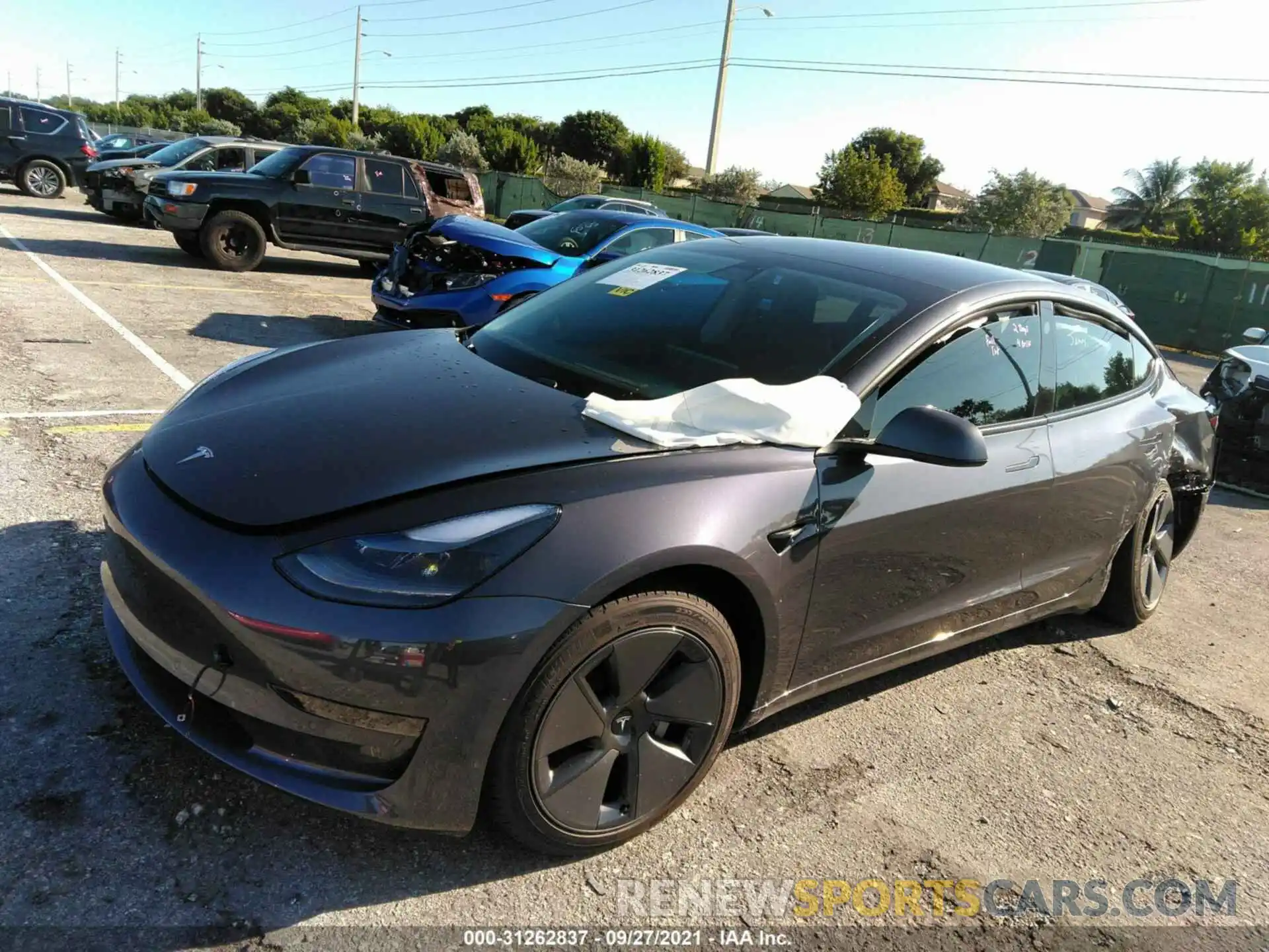 2 Photograph of a damaged car 5YJ3E1EA8MF030456 TESLA MODEL 3 2021