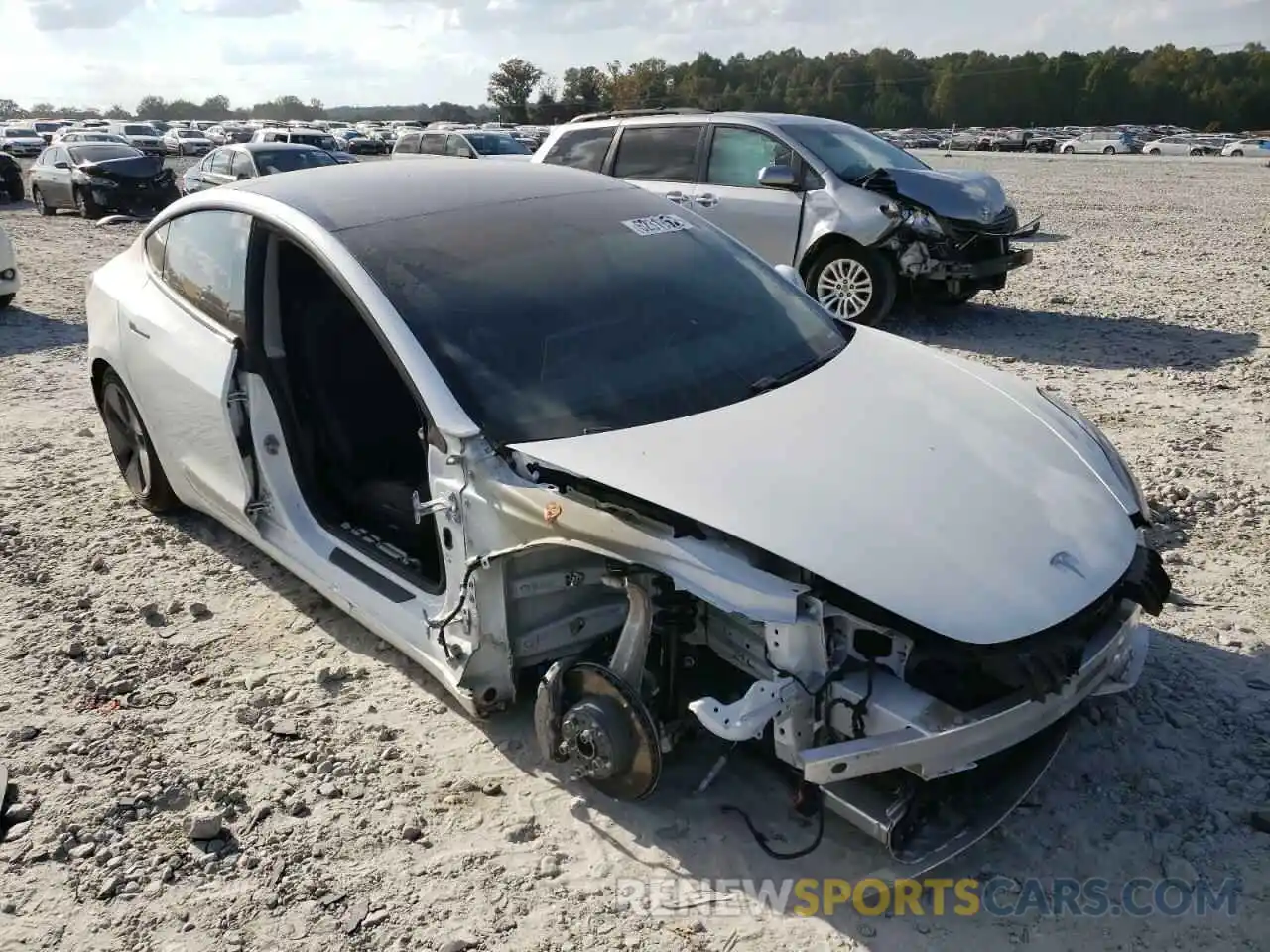 1 Photograph of a damaged car 5YJ3E1EA8MF075784 TESLA MODEL 3 2021