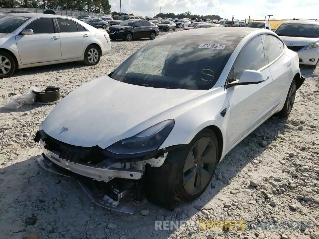 2 Photograph of a damaged car 5YJ3E1EA8MF075784 TESLA MODEL 3 2021